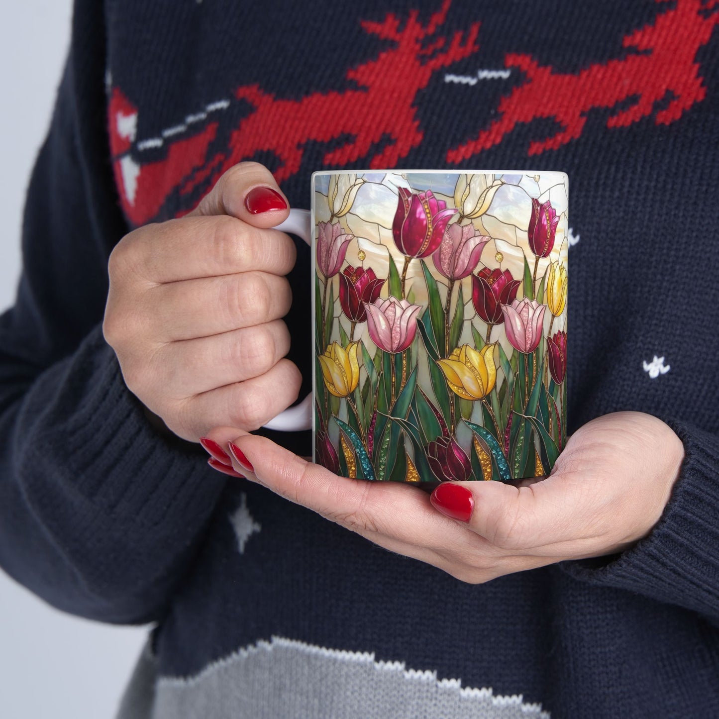 Stained Glass Tulip Ceramic Mug (11oz & 15oz) - 14517