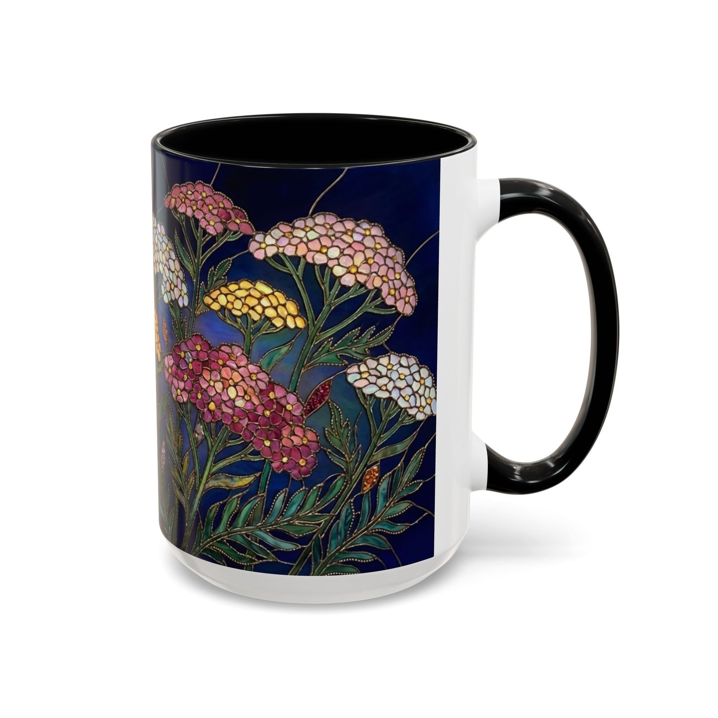Yarrow Floral Accent Coffee Mug — Stained Glass Design (11/15oz) - 14590
