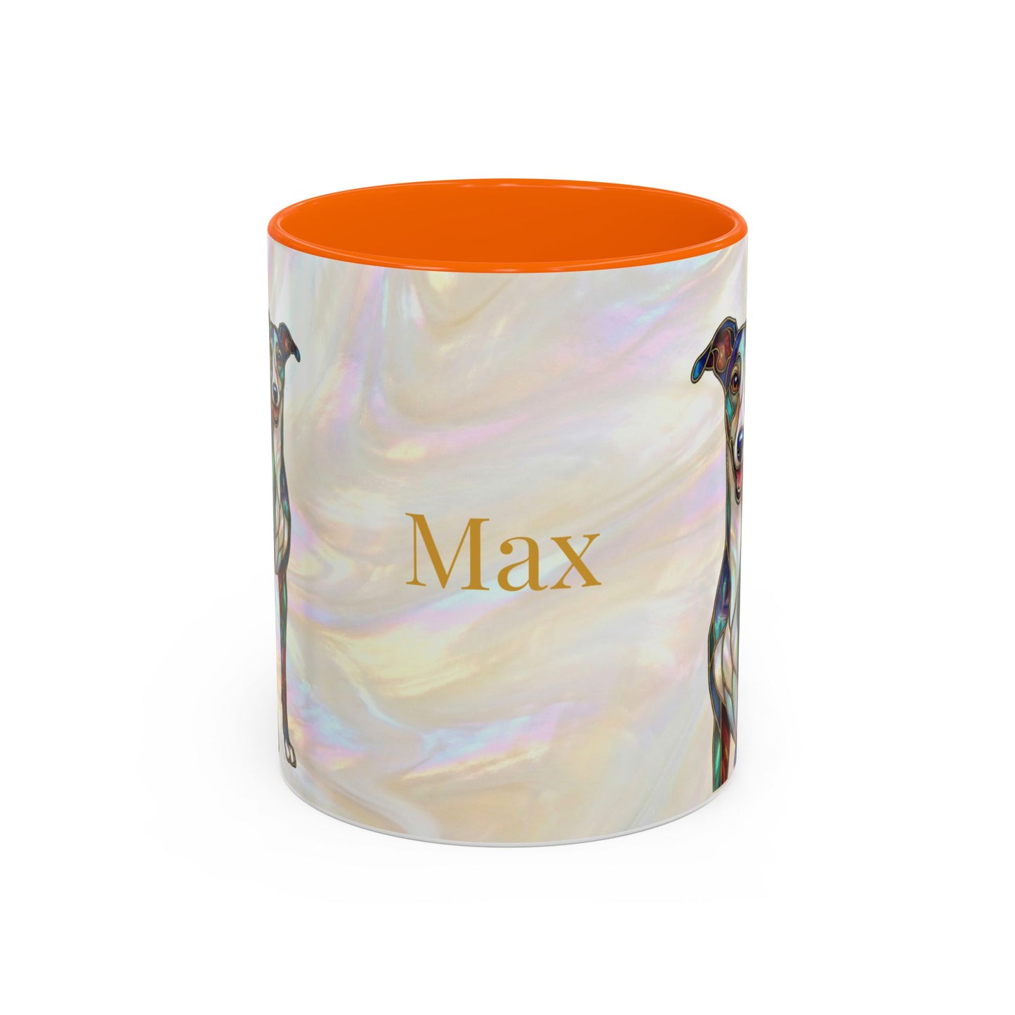 Personalized Greyhound Coffee Mug – Stained Glass Dog Accent Mug (Name Customizable)  - 14523