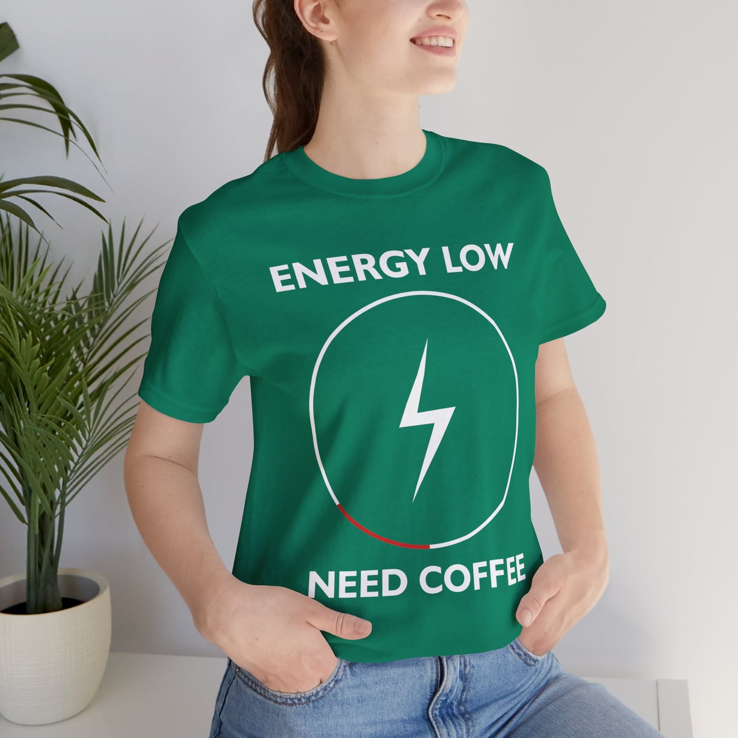 Energy Low, Need Coffee - Unisex Jersey Short Sleeve Tee