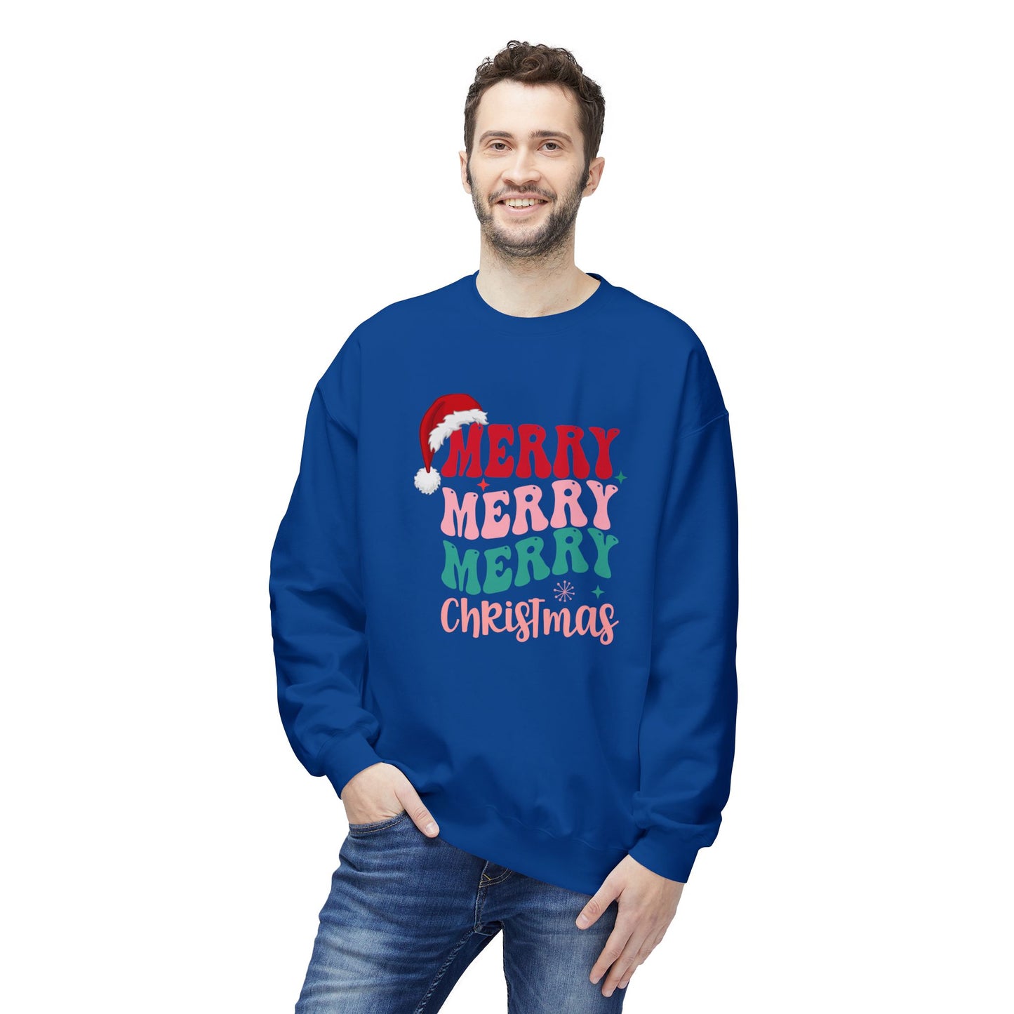 Merry, Merry, Merry Christmas - Unisex Midweight Softstyle Fleece Crewneck Sweatshirt - 10471