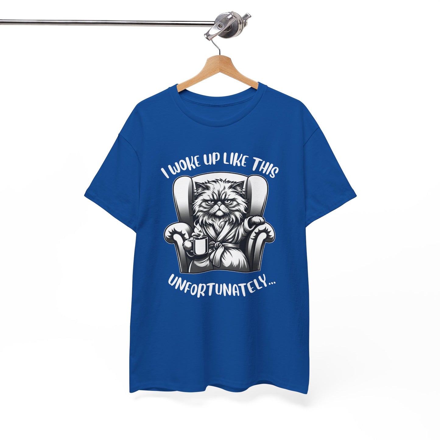 Funny Grumpy Cat T-Shirt – “I Woke Up Like This… Unfortunately” Graphic Tee- 14843