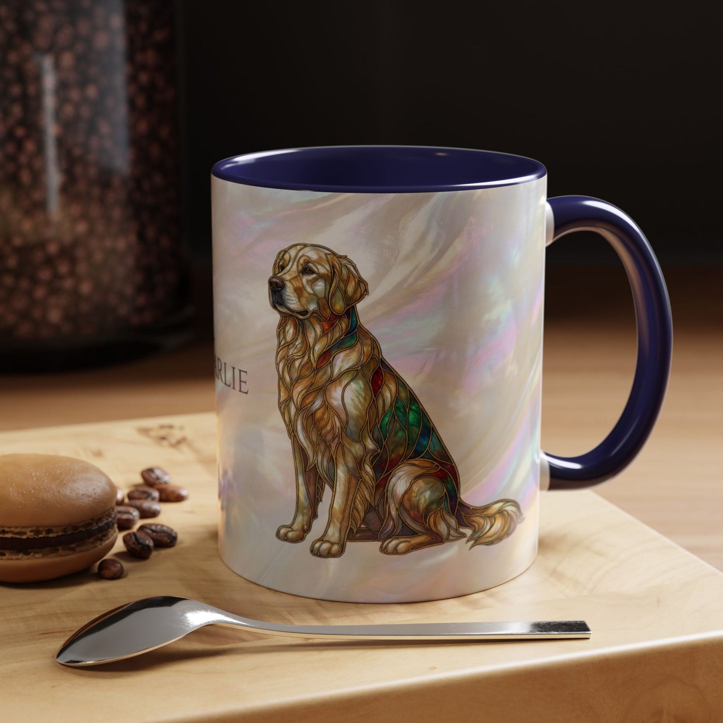 Personalized Golden Retriever Coffee Mug - Stained Glass Design 11/15oz - 14534