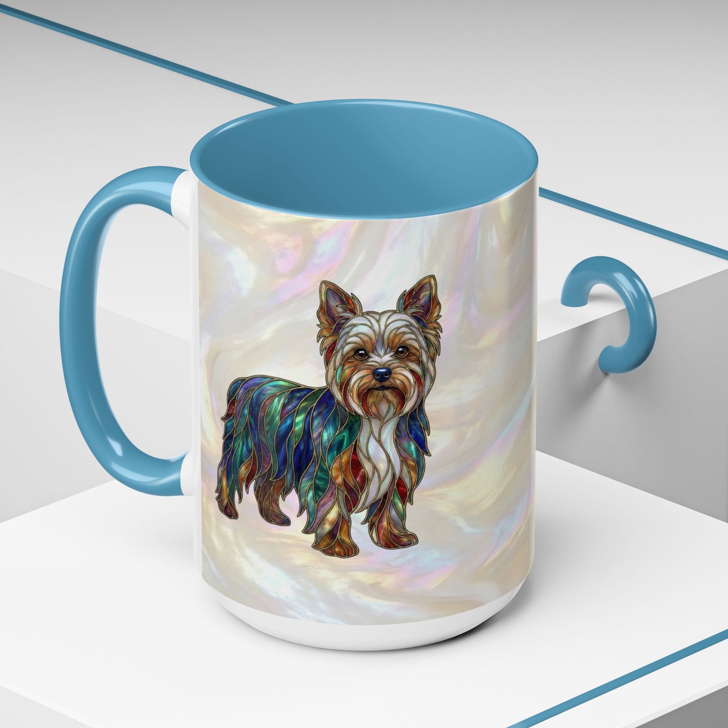Yorkie Accent Coffee Mug – Stained Glass Design 11/15oz - 14653