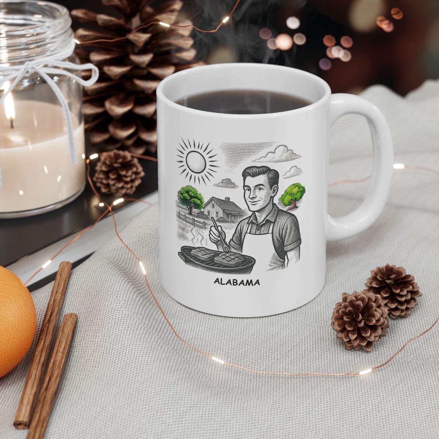 "Alabama: Where the grass is greener and the BBQ is better." Ceramic Mug | 12795