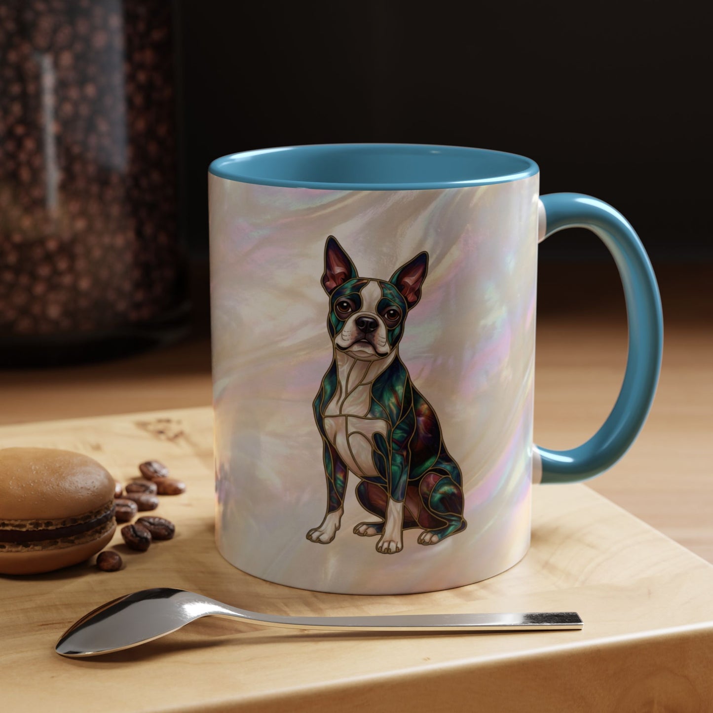 Boston Terrier Accent Coffee Mug — Stained Glass Design (11/15 oz) - 14620