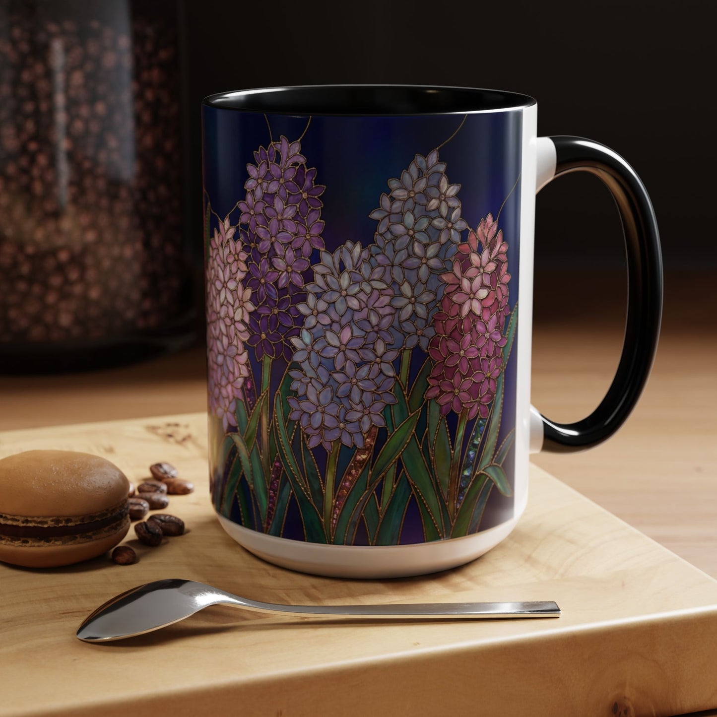 Hyacinth Floral Coffee Mug — Stained Glass Design (11/15 oz) - 14570