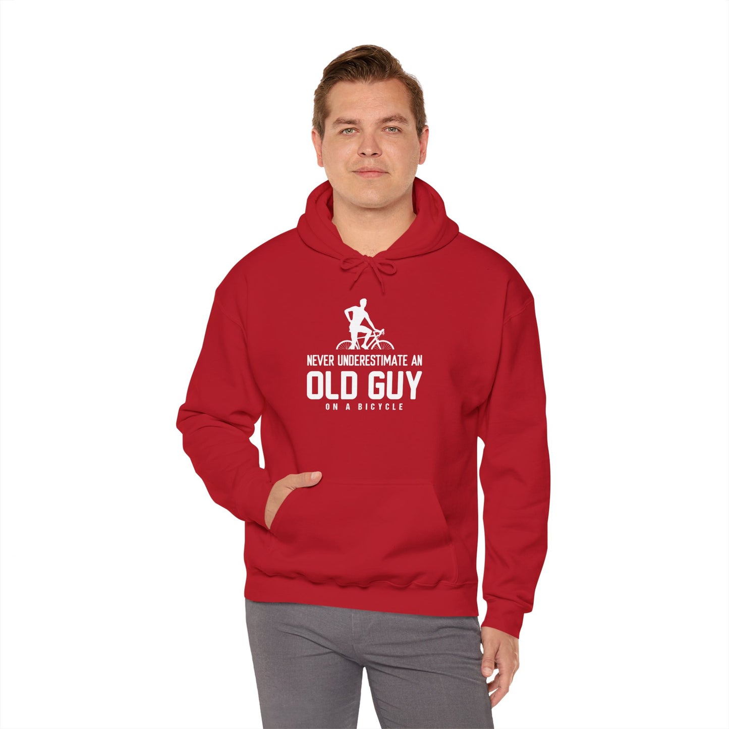 Never Underestimate An Old Guy On A Bicycle - Unisex Heavy Blend™ Hooded Sweatshirt