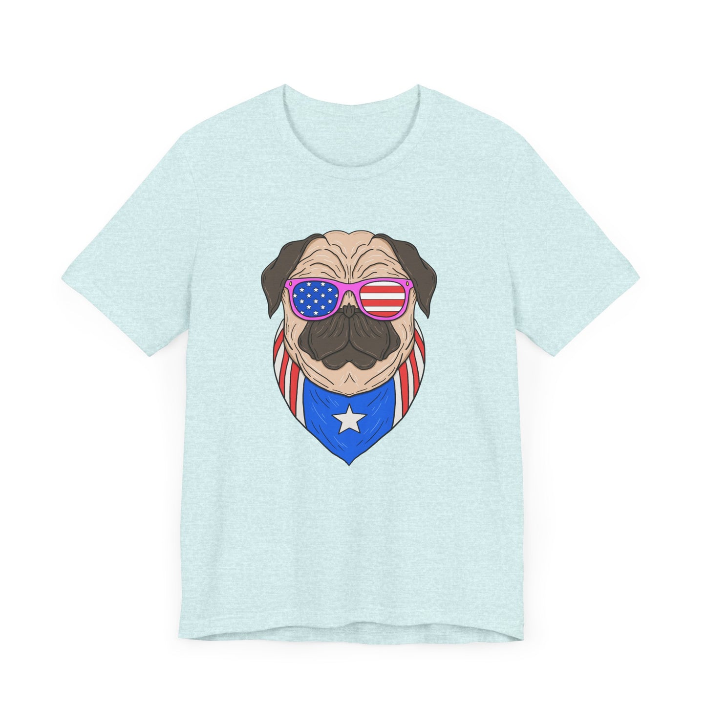 Patriotic Pug Tee, Independence Day T-Shirt, Dog Lovers Gift, Summer Casual Wear, Fun Family Outing Shirt - 13733