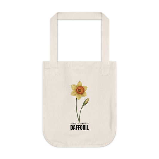 March Birth Flower Tote Bag – Daffodil Botanical Canvas Bag, March Birthday Gift for Her - 14796