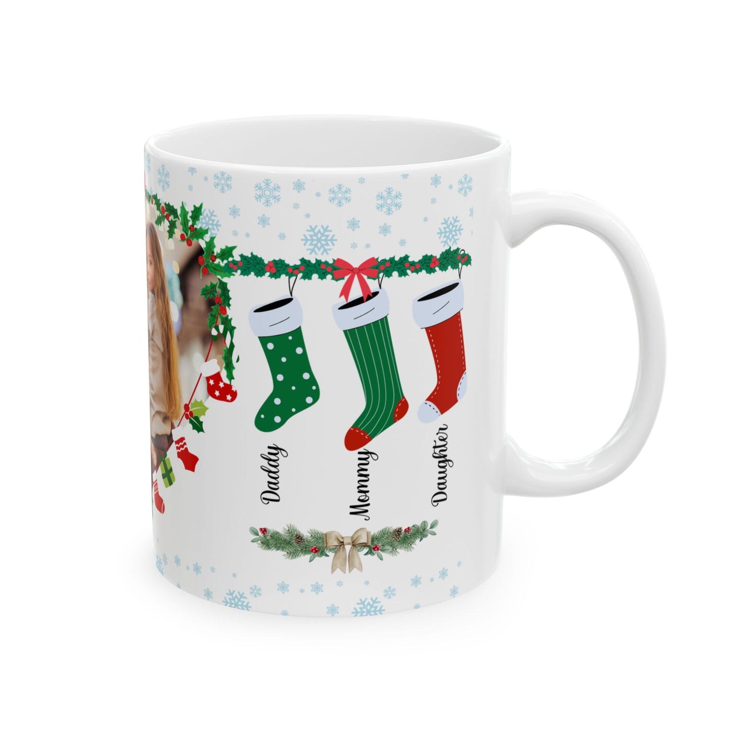 Christmas, Family Photo, Customizable - Ceramic Mug, (11oz, 15oz)