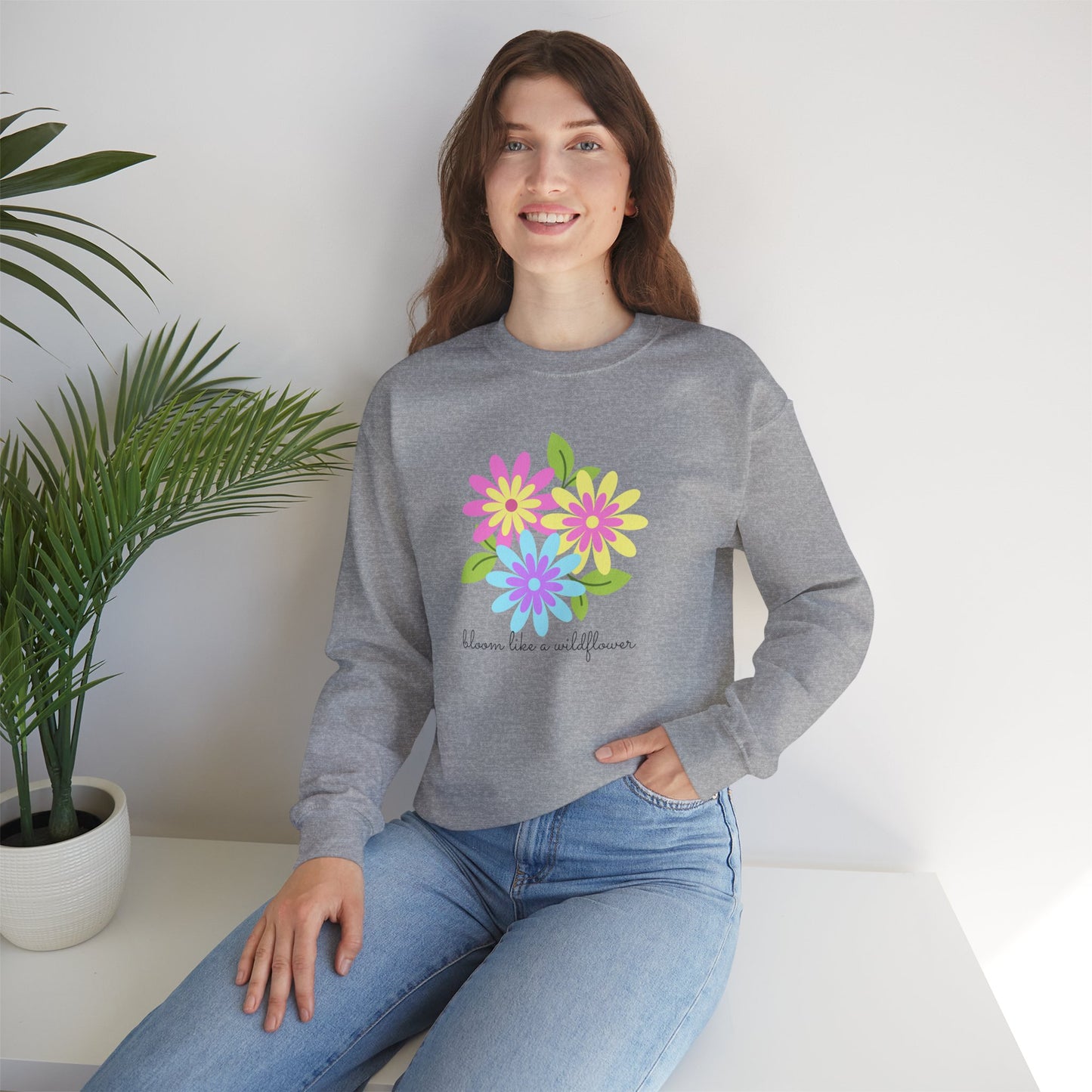 Bright Flower Unisex Heavy Blend™ Crewneck Sweatshirt