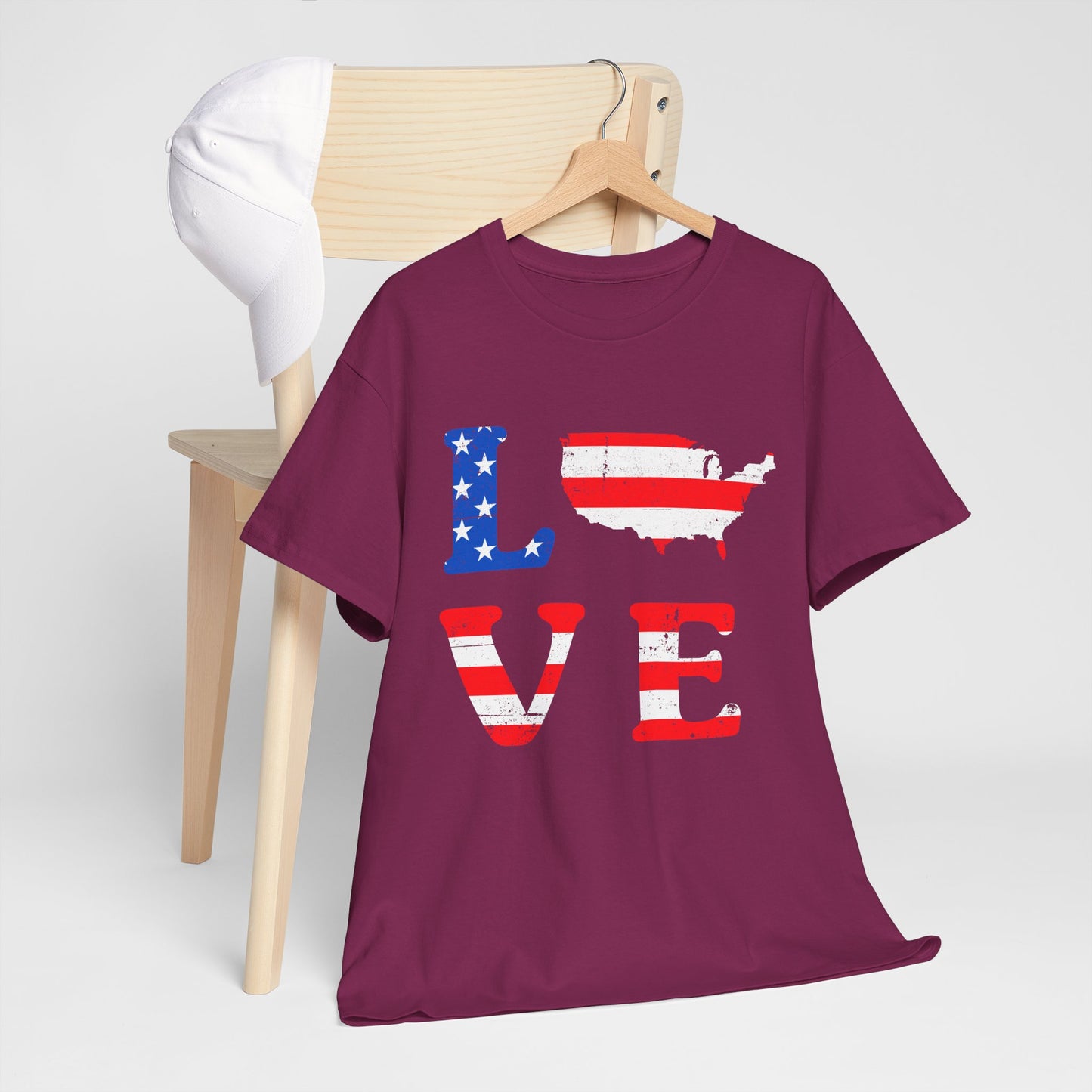 Patriotic Love Tee | Unisex Heavy Cotton T-Shirt, USA Love Shirt, 4th of July Gift, Casual Wear, Independence Day Apparel - 13696