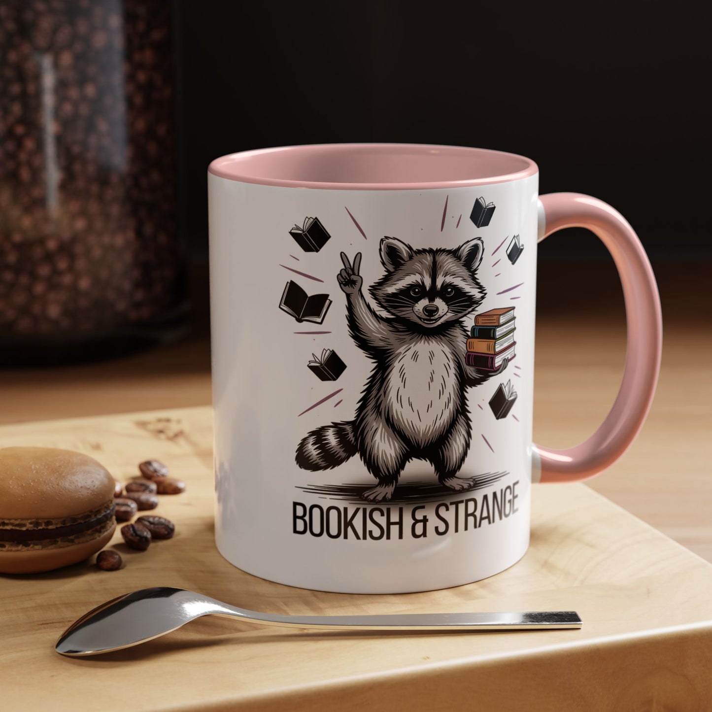 Bookish & Strange Raccoon Mug – Cute Reading Coffee Mug Gift for Book Lovers (11oz / 15oz) - 14803
