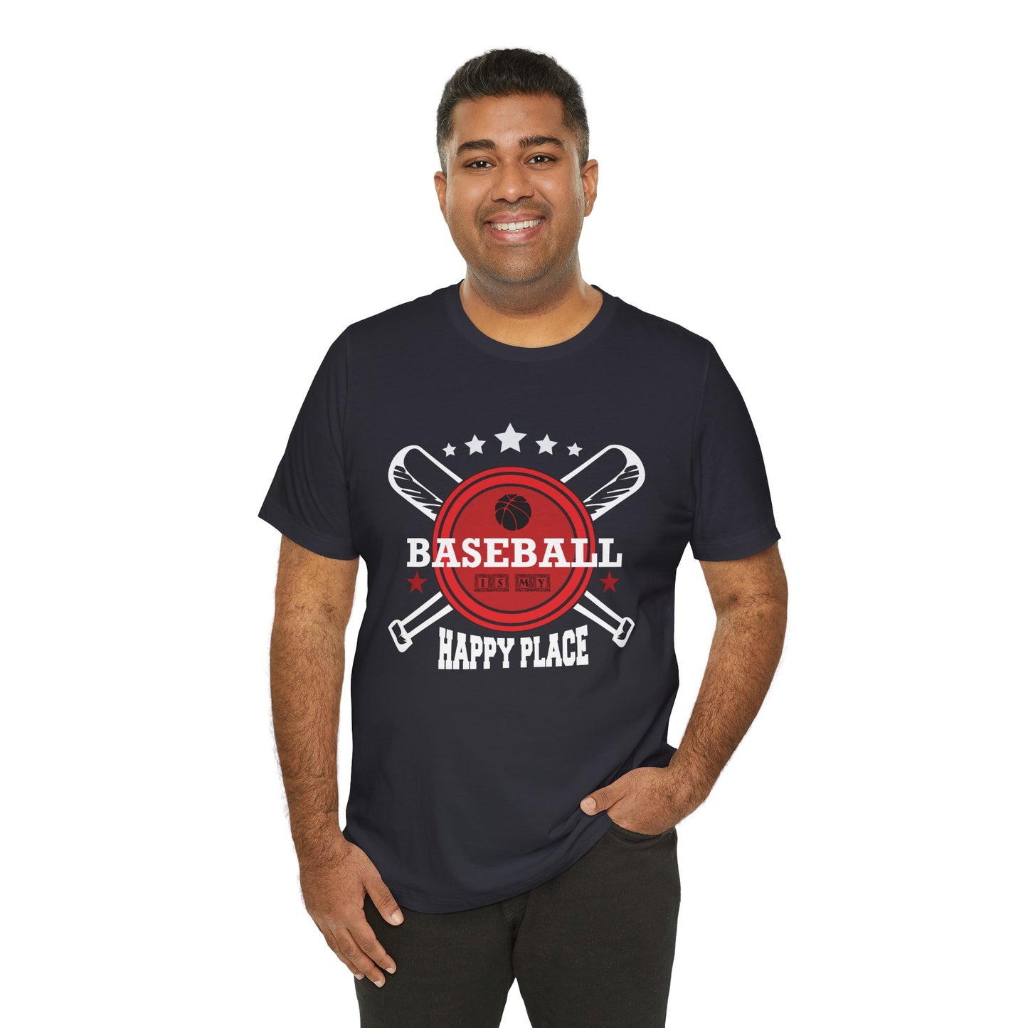 Baseball: Happy Place - Unisex Jersey Short Sleeve Tee - 13912