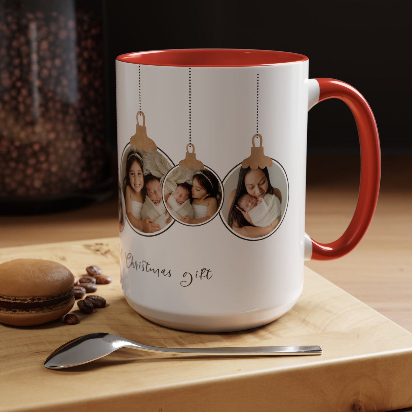 The Most Beautiful Christmas Gift, Photos of New Born, Customizable- Accent Coffee Mug (11, 15oz) - 10862