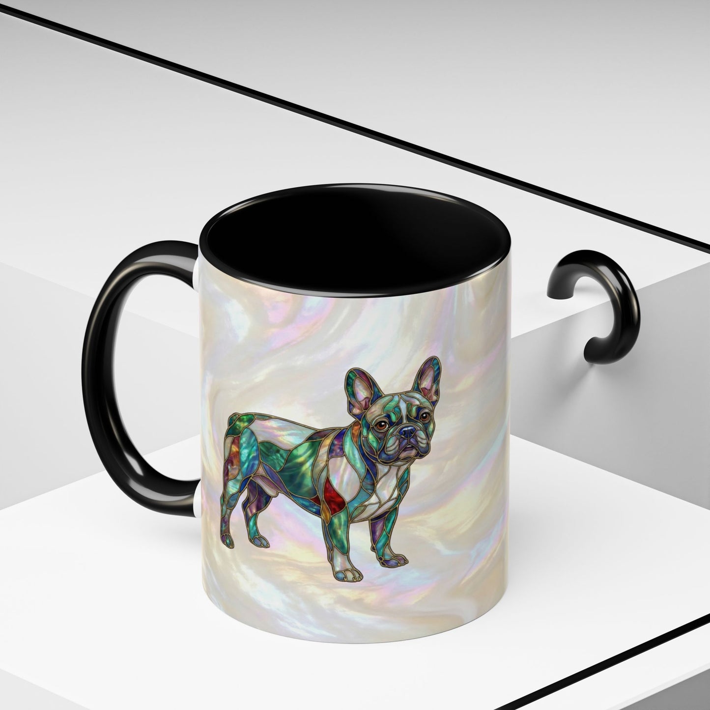 French Bulldog Accent Coffee Mug -Stained Glass Style (11/15oz) - 14632