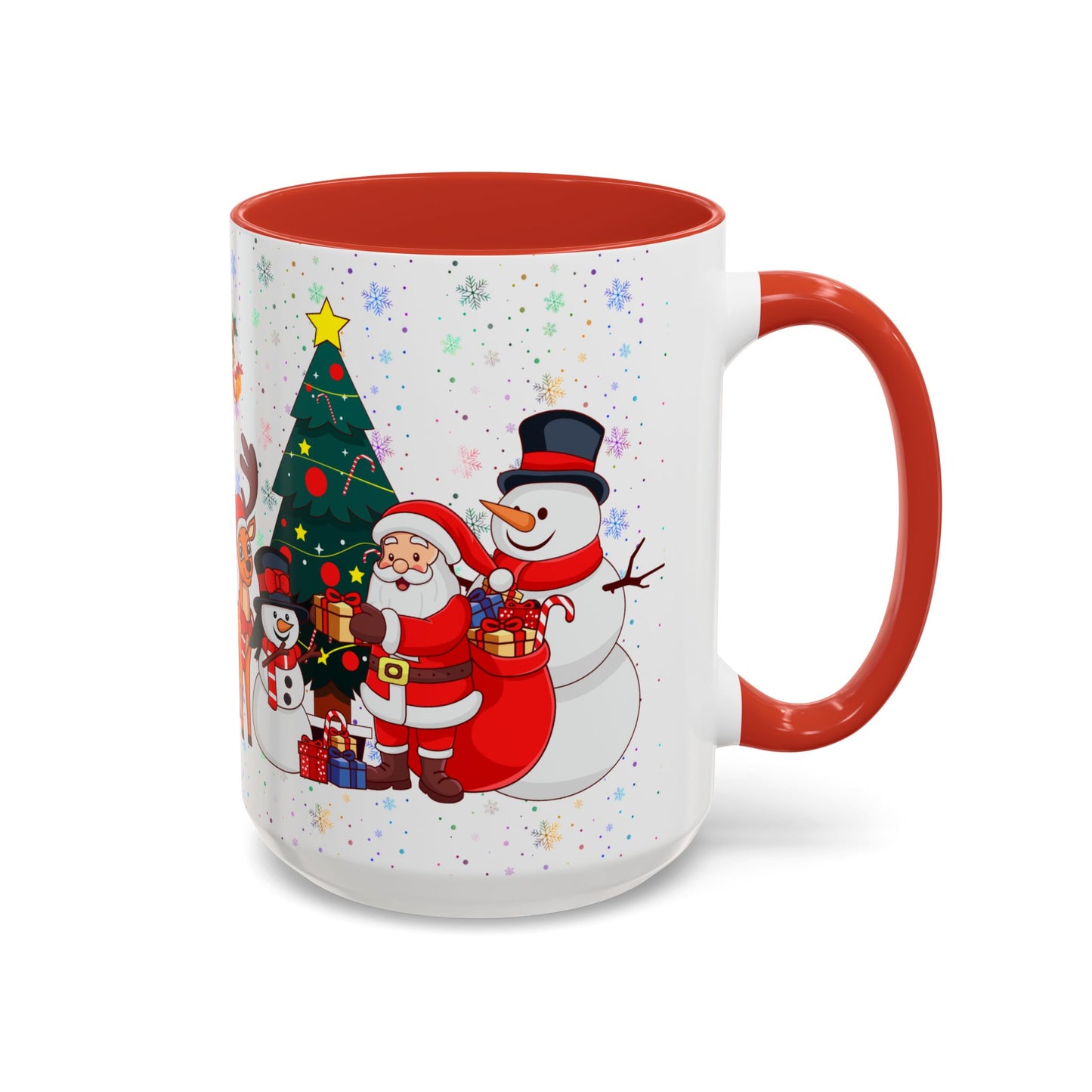 Christmas Party, Santa, Snowman, Reindeer - Accent Coffee Mug (11, 15oz) - 10426