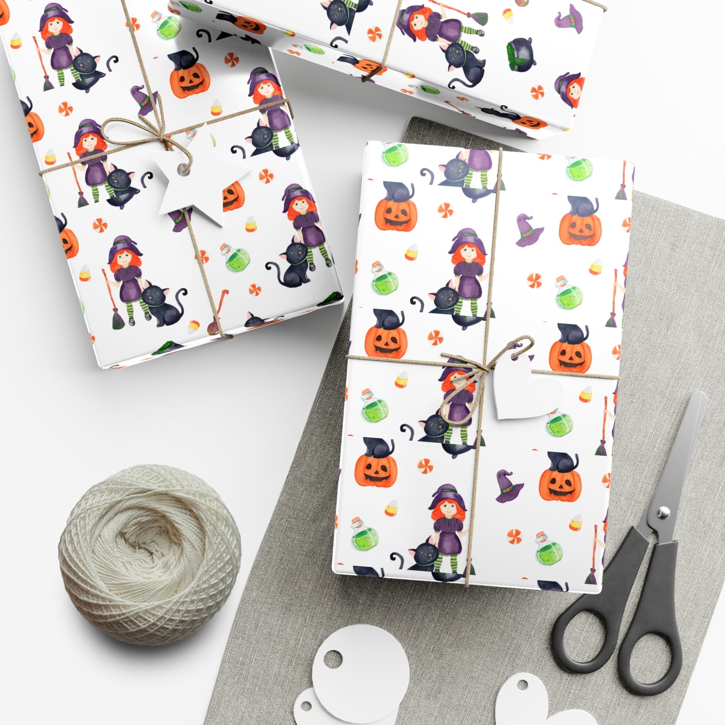 Halloween Girl with a Black Cat - Gift Wrap Papers