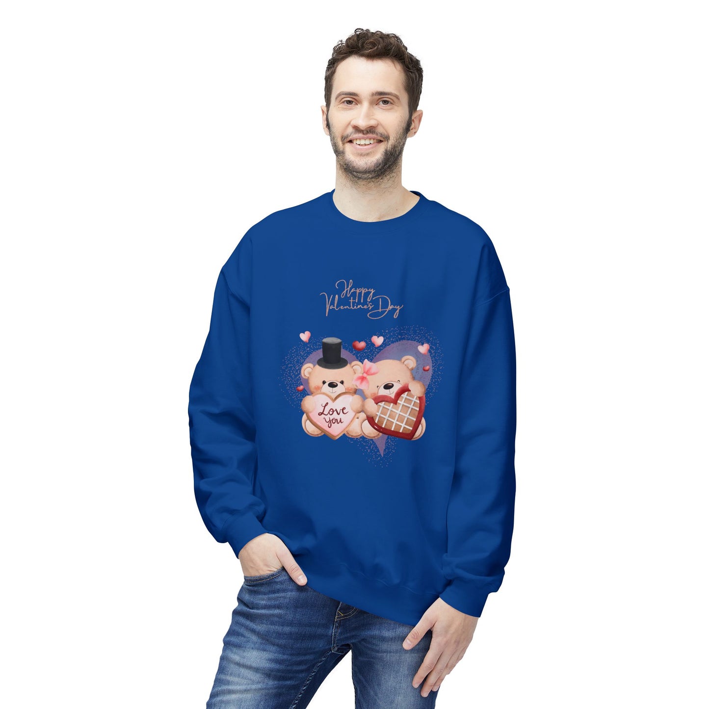 Happy Valentine's Day, Love You - Unisex Midweight Softstyle Fleece Crewneck Sweatshirt - 11024