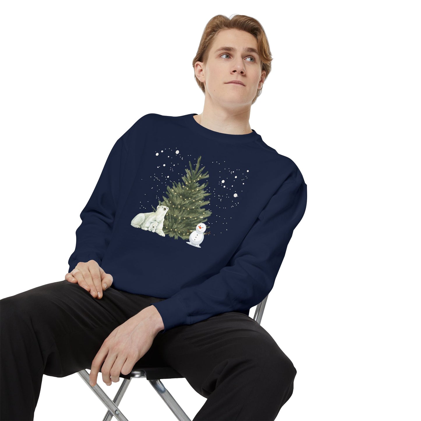 Polar Bear & Snowman - Unisex Garment-Dyed Sweatshirt - 10012