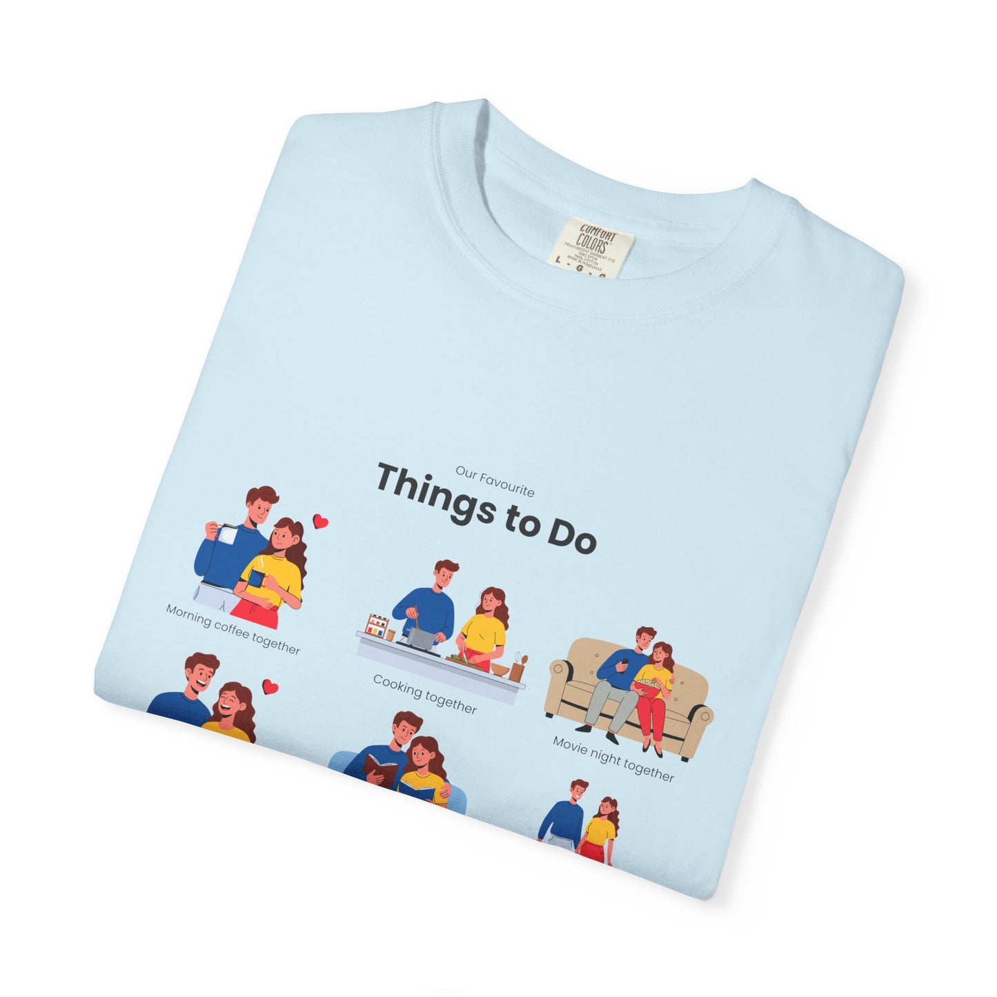Our Favourite Things to Do Together – Personalised Valentine’s Illustration T-Shirt Gift - 14722