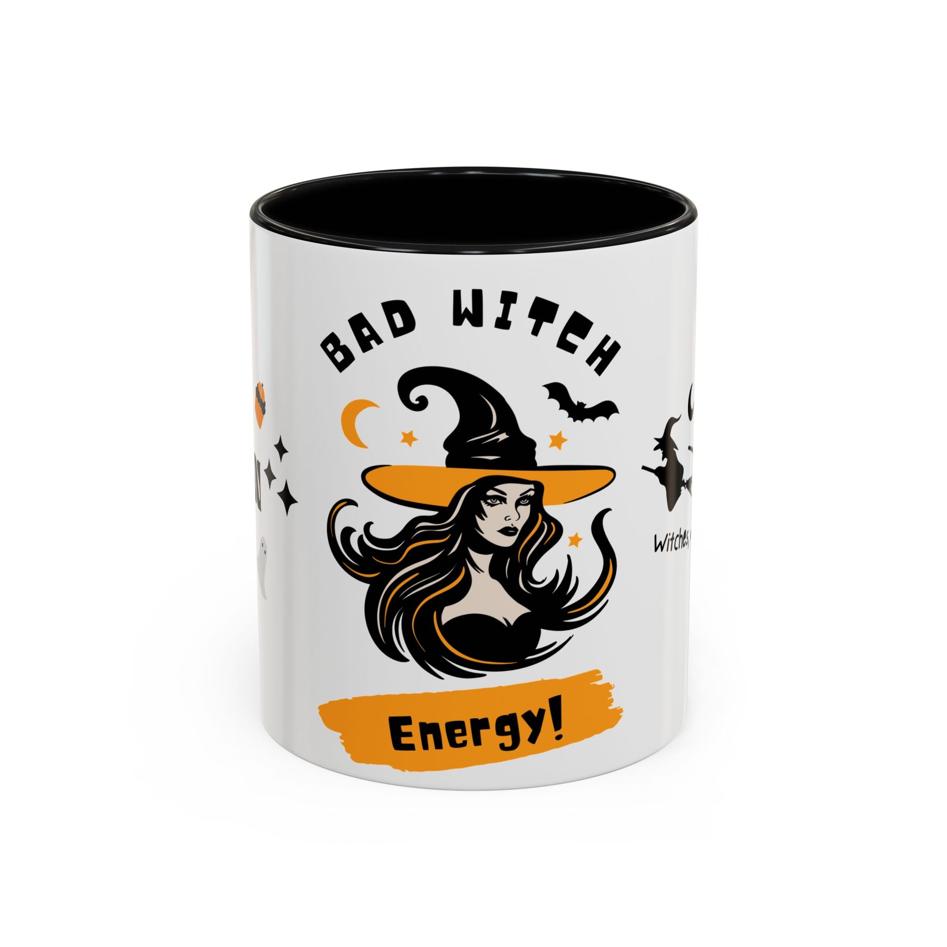 Bad Witch Energy - Accent Coffee Mug (11, 15oz) | 11 oz,11oz,15 oz,15oz,accent mug,Coffee Mugs,Halloween,Home & Living,Kitchen,Mugs,Spring Essentials,two tone,White base