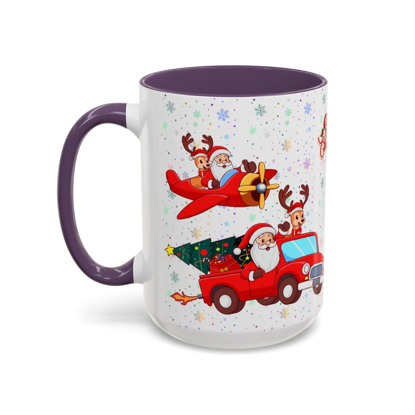 Christmas Party, Santa, Snowman, Reindeer - Accent Coffee Mug (11, 15oz) - 10426