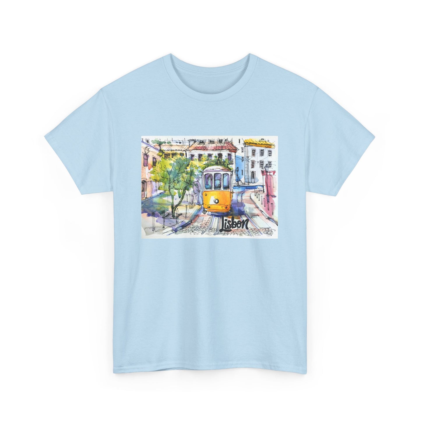 Lisbon Tram Unisex Heavy Cotton Tee - 12134