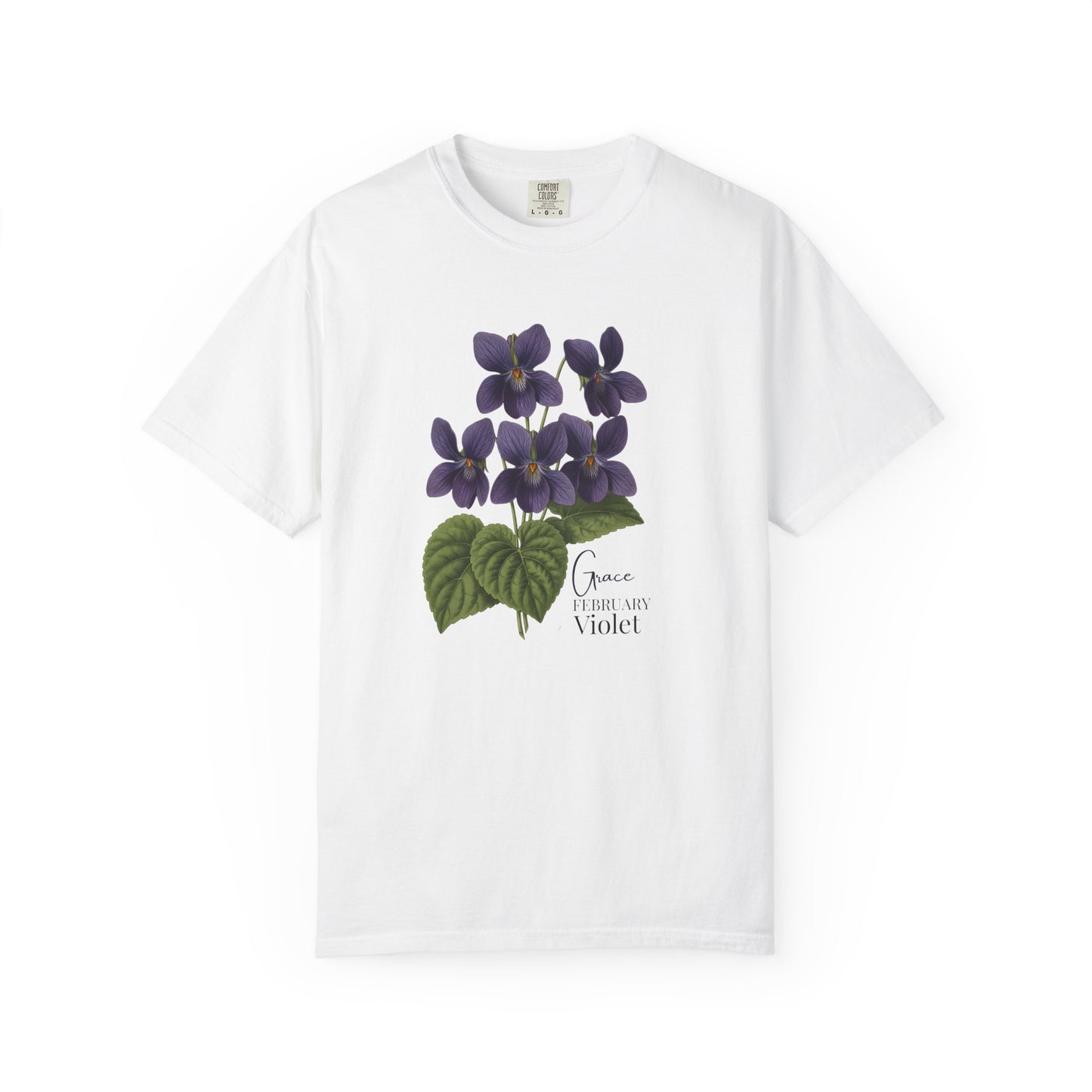 February Birth Flower Violet T-Shirt – Heavyweight Garment-Dyed Tee - 14694