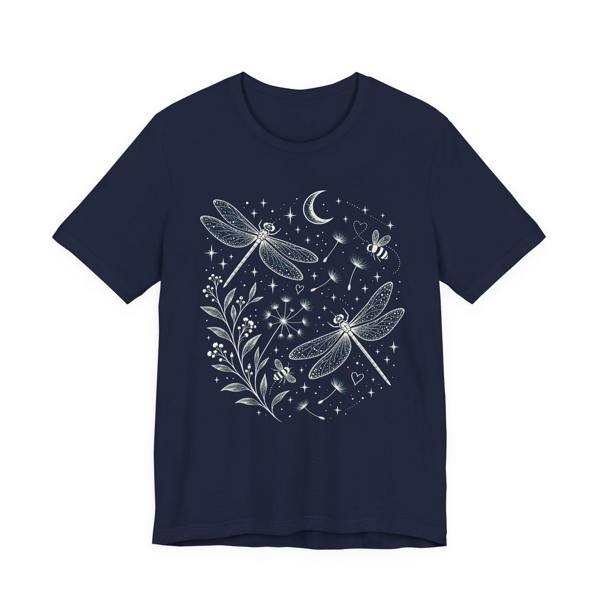 Dragonfly Moon T-Shirt, Whimsical Celestial Nature Tee - 14518