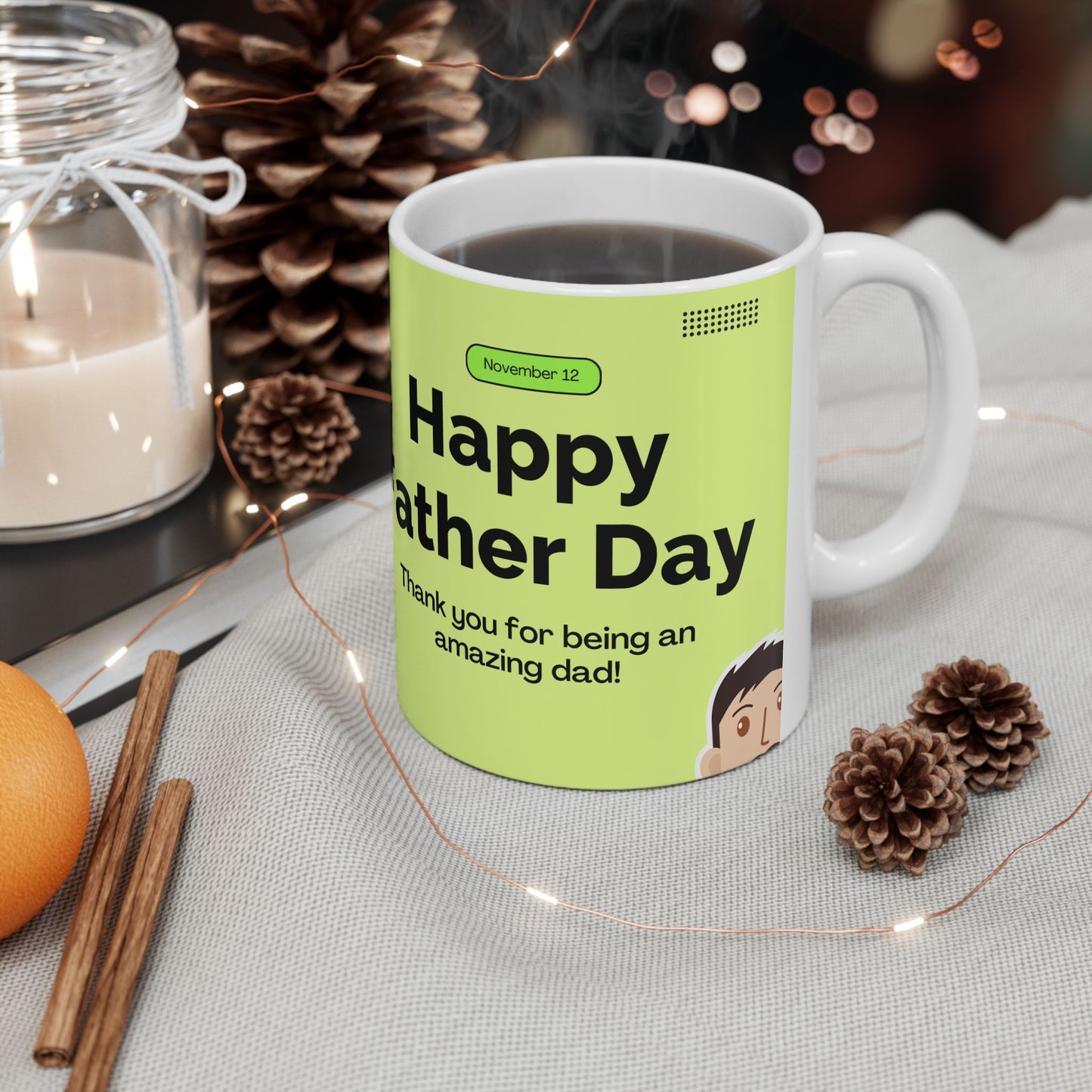 Happy Father's Day Ceramic Mug - Best Dad Ever Coffee Cup, Personalized Gift for Dads, Funny Mug for Him, Birthday Gift, Father's Day - 14052