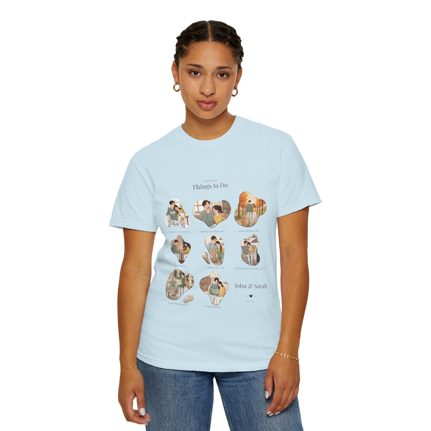 Our Favourite Things to Do Together – Personalised Valentine’s Illustration T-Shirt Gift - 14721