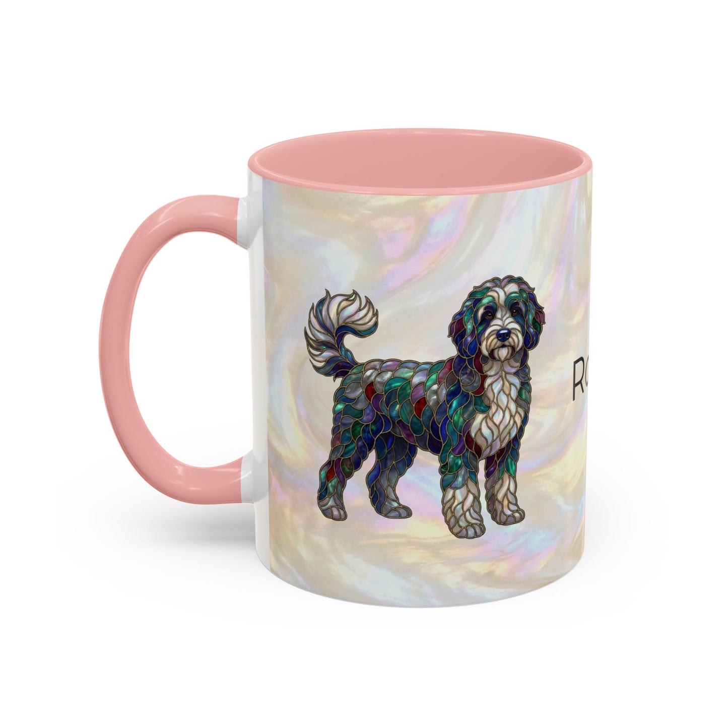 Portuguese Water Dog Accent Coffee Mug — Stained Glass Design (11/15oz) - 14655