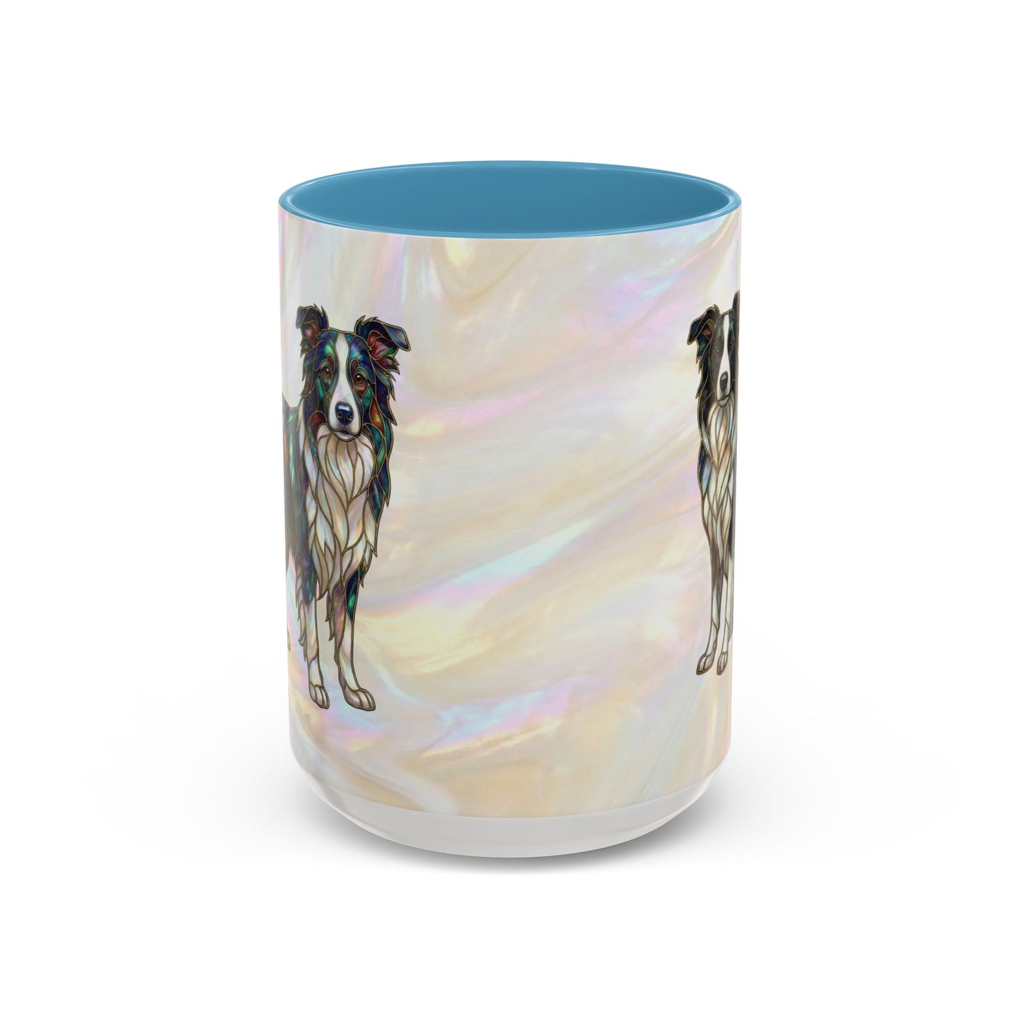 Border Collie Accent Coffee Mug — Stained Glass Design (11/15 oz) - 14619