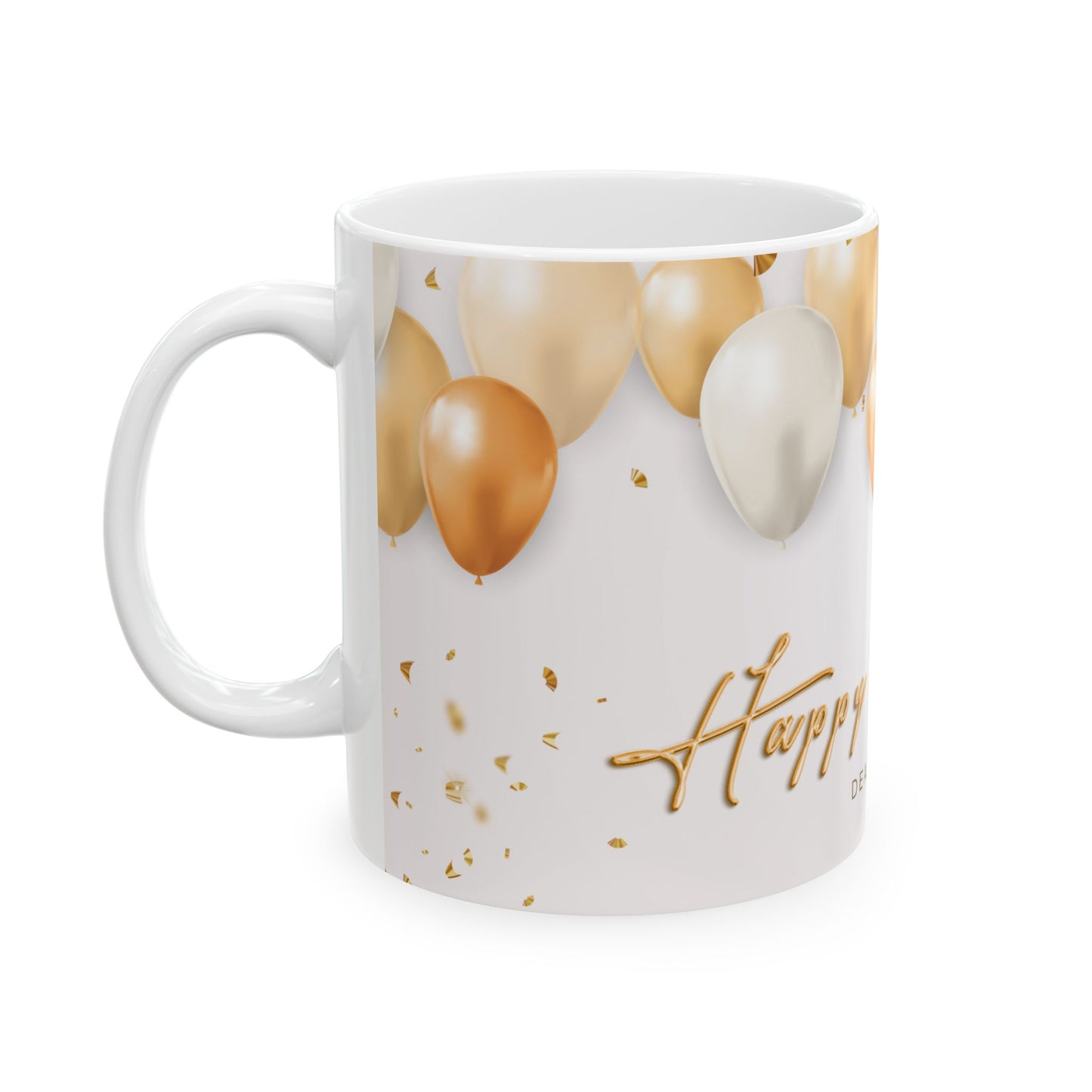 Birthday Celebration Ceramic Mug - Customizable Gift with Balloons, Perfect for Anniversaries, Parties, and Special Occasions - 13985
