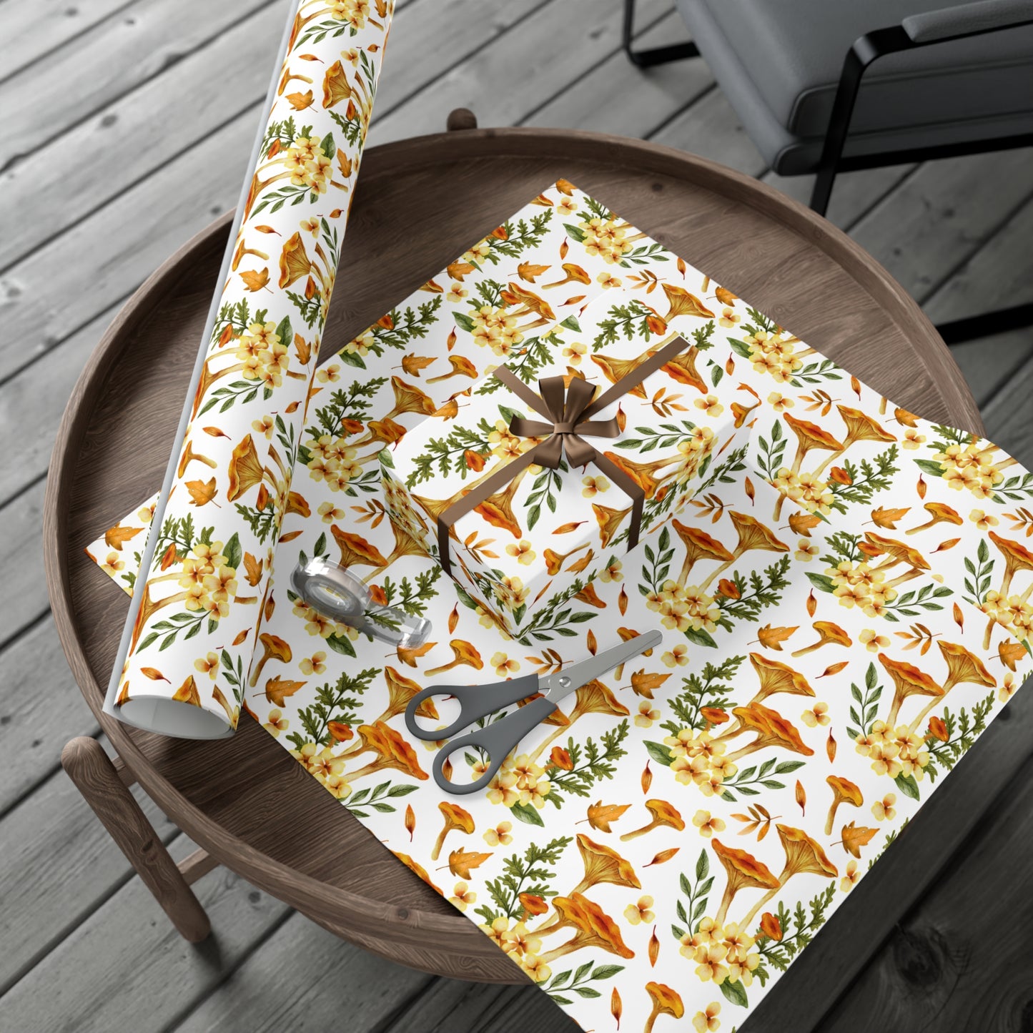 Mushroom & Flowers, Yellow - Gift Wrap Papers - 10241