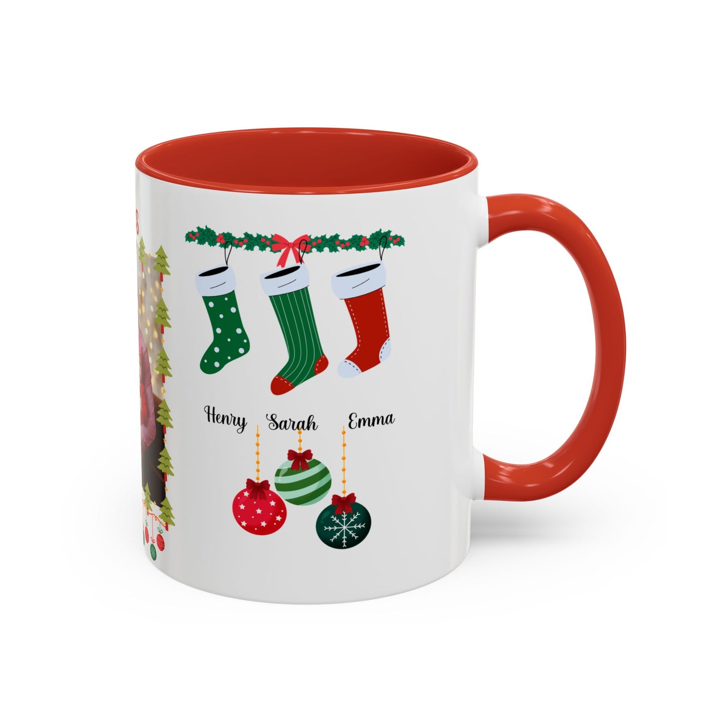 Christmas, Family Photo, Customizable, Accent Coffee Mug (11, 15oz)