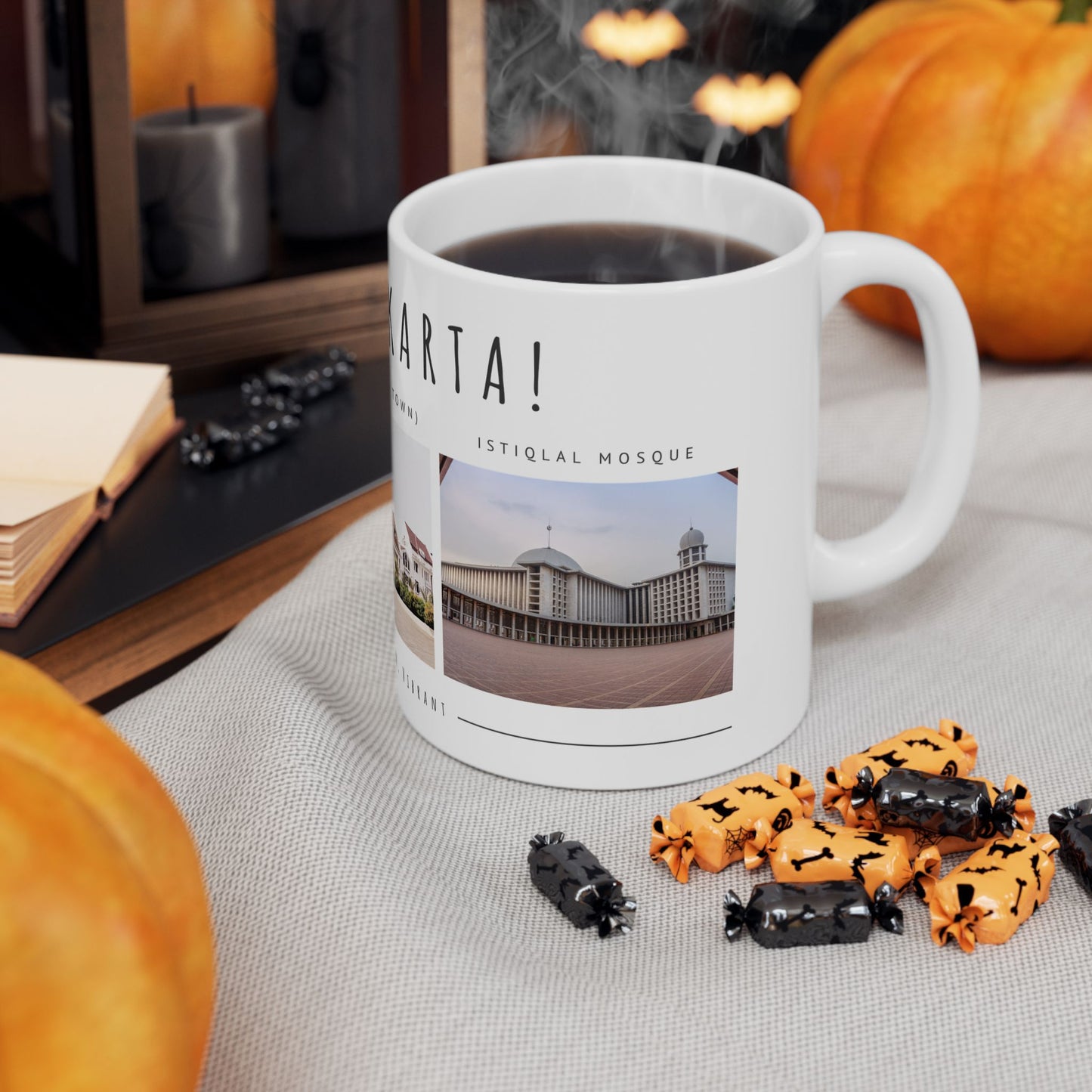Hello Jakarta Ceramic Mug - 11oz & 15oz, Perfect for Travel Lovers & Home Decor - 12022