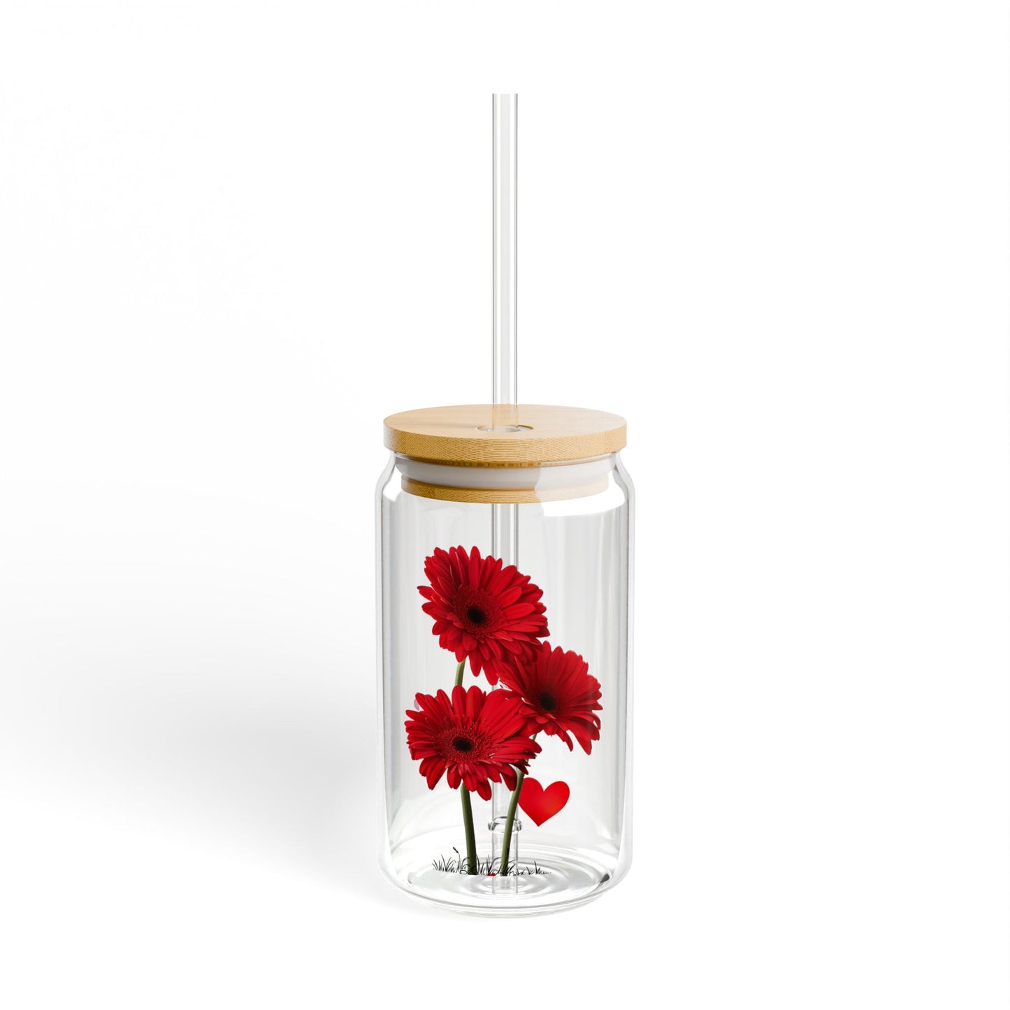 Fiery Floral Beauty,  Customizable - Sipper Glass, 16oz