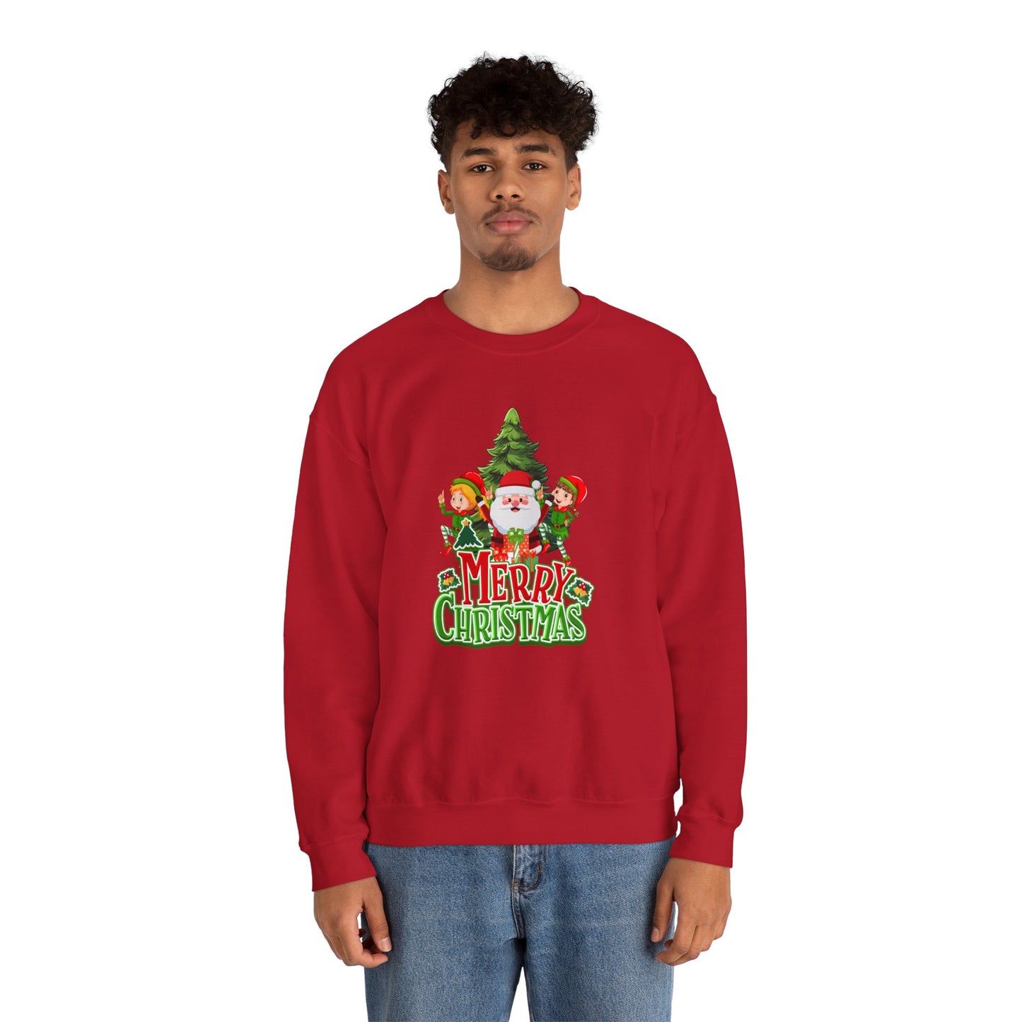 Santa & Elves, Merry Christmas - Unisex Heavy Blend™ Crewneck Sweatshirt - 10545