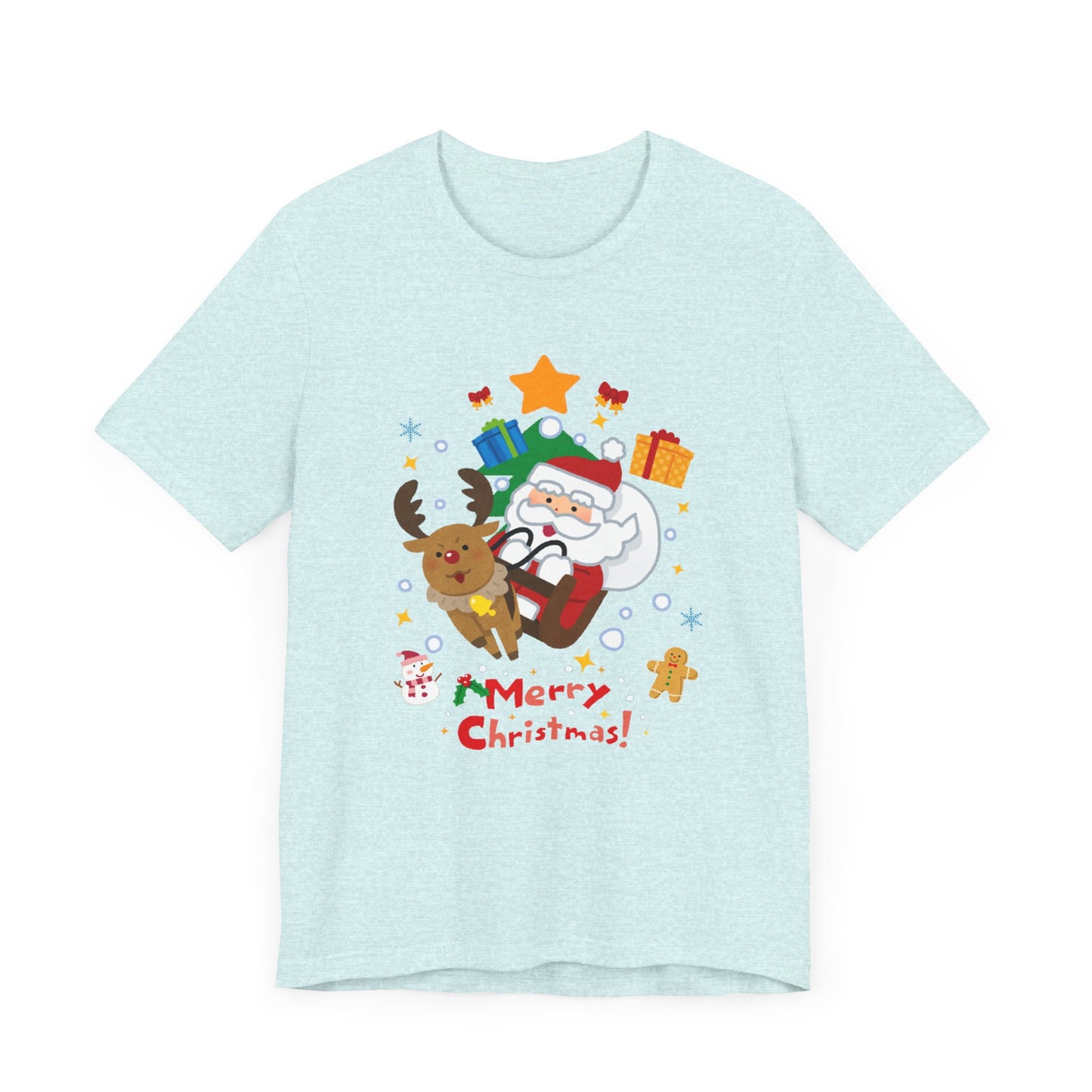 Santa & Reindeer, Merry Christmas - Unisex Jersey Short Sleeve Tee - 10494