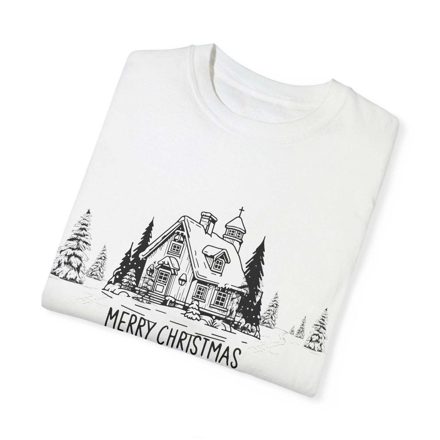 Merry Christmas, House - Unisex Garment-Dyed T-shirt - 10114