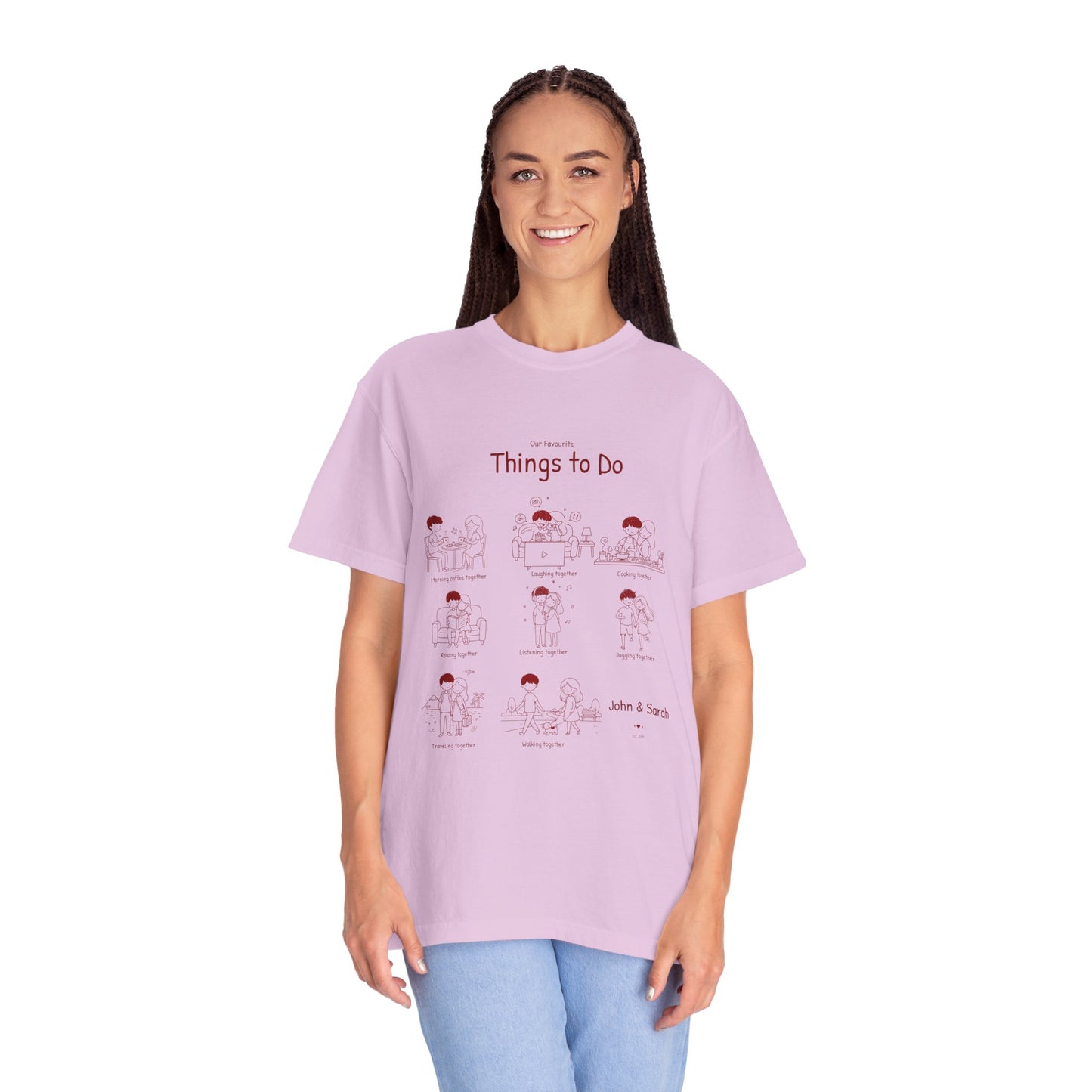 Our Favourite Things to Do Together – Personalised Valentine’s Illustration T-Shirt Gift - 14724