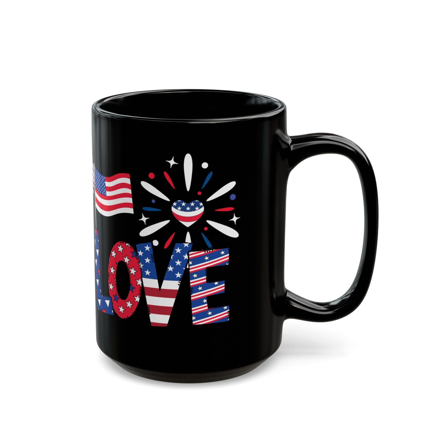 July 4, Patriotic Eagle - Black Mug (11oz, 15oz)