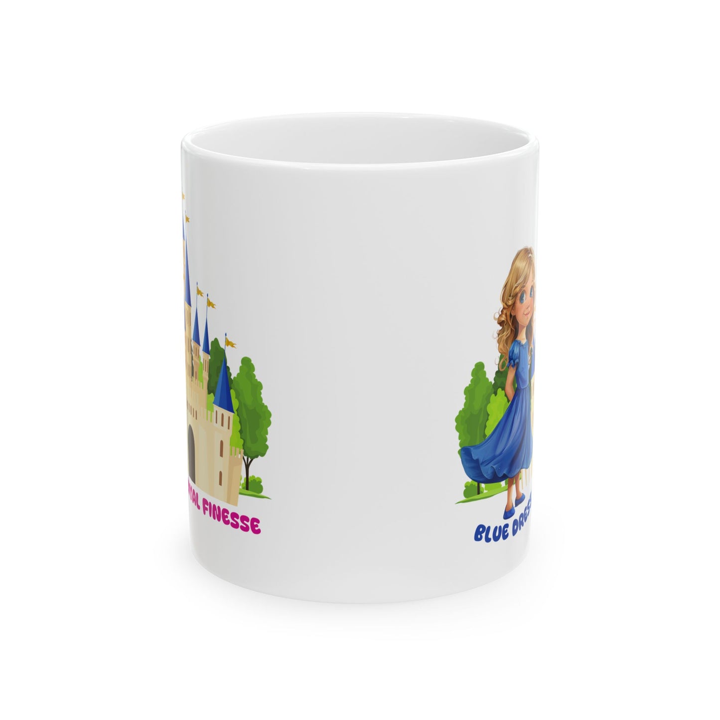 Blue Dress Princess, Royal Finesse, Customizable - Ceramic Mug, (11oz, 15oz)