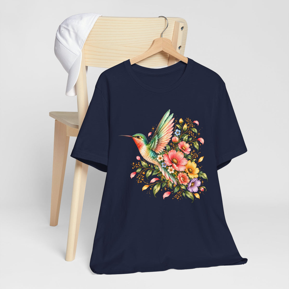 Colorful Hummingbird Floral T-Shirt, Nature Lover Tee - 14516