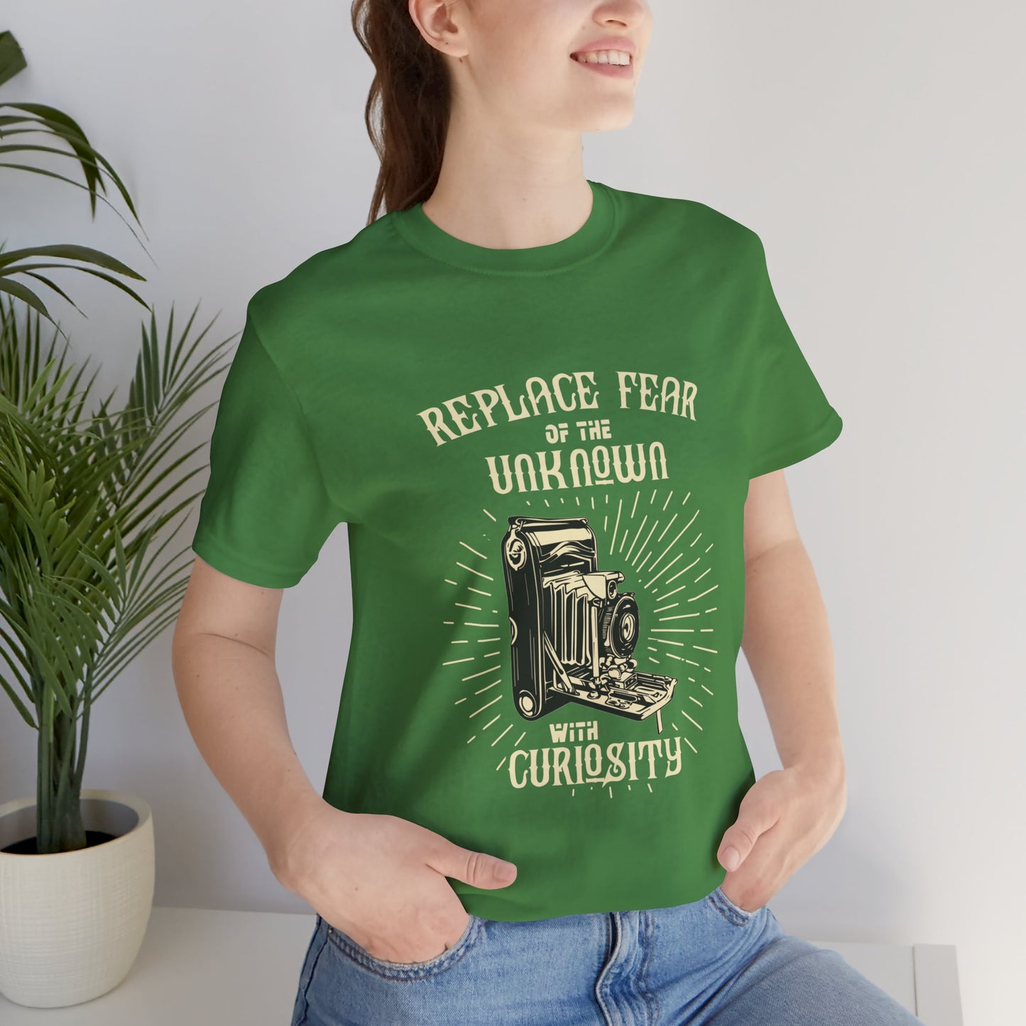 Motivational: Replace The Fear Of Unknown With Curiosity - Unisex Jersey Short Sleeve Tee