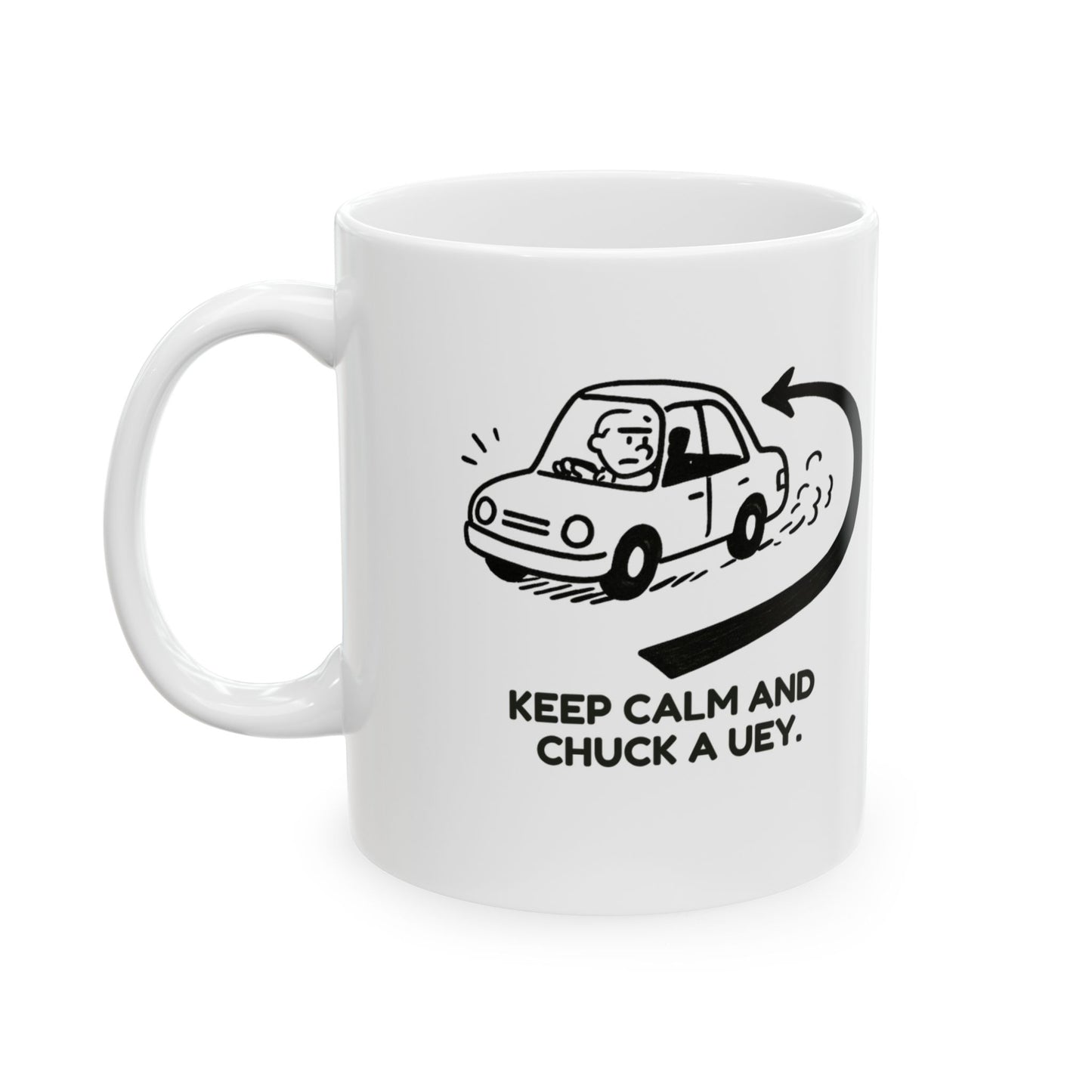 “Keep calm and chuck a Uey.”  (When life changes direction fast.) Coffee Mug - 13947