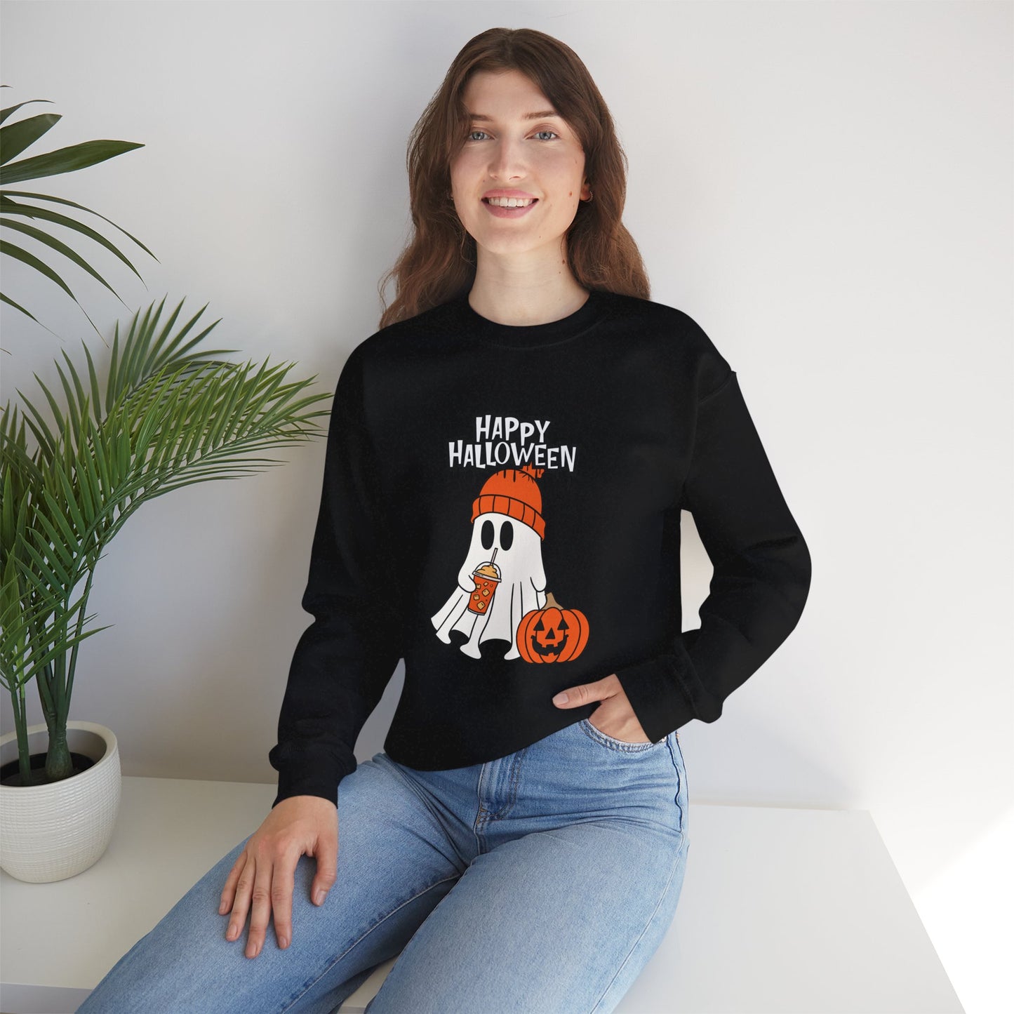 Happy Halloween, Ghost - Unisex Heavy Blend™ Crewneck Sweatshirt